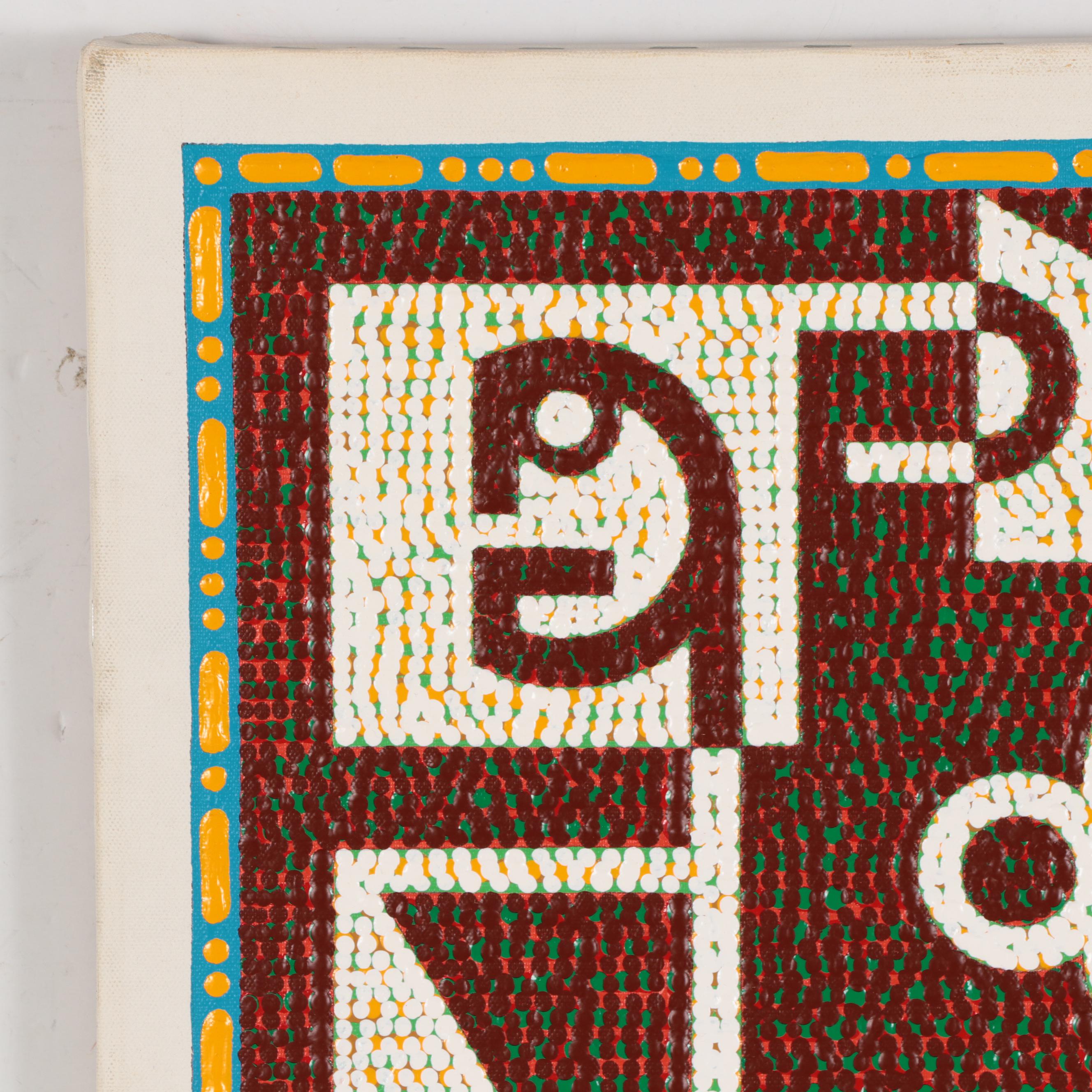 Jerry Kellems Geometric Figural Acrylic Painting, 21st Century