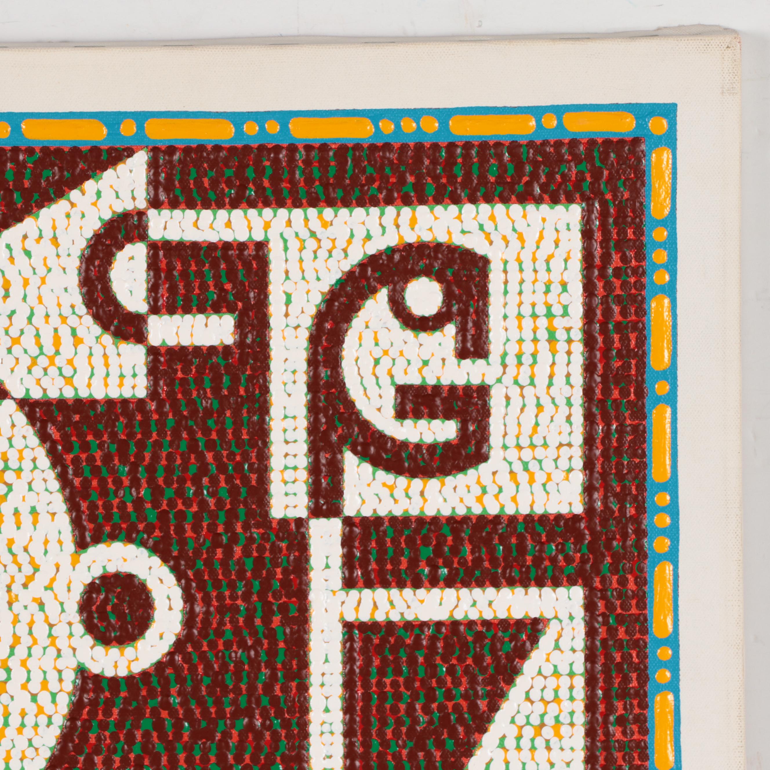 Jerry Kellems Geometric Figural Acrylic Painting, 21st Century