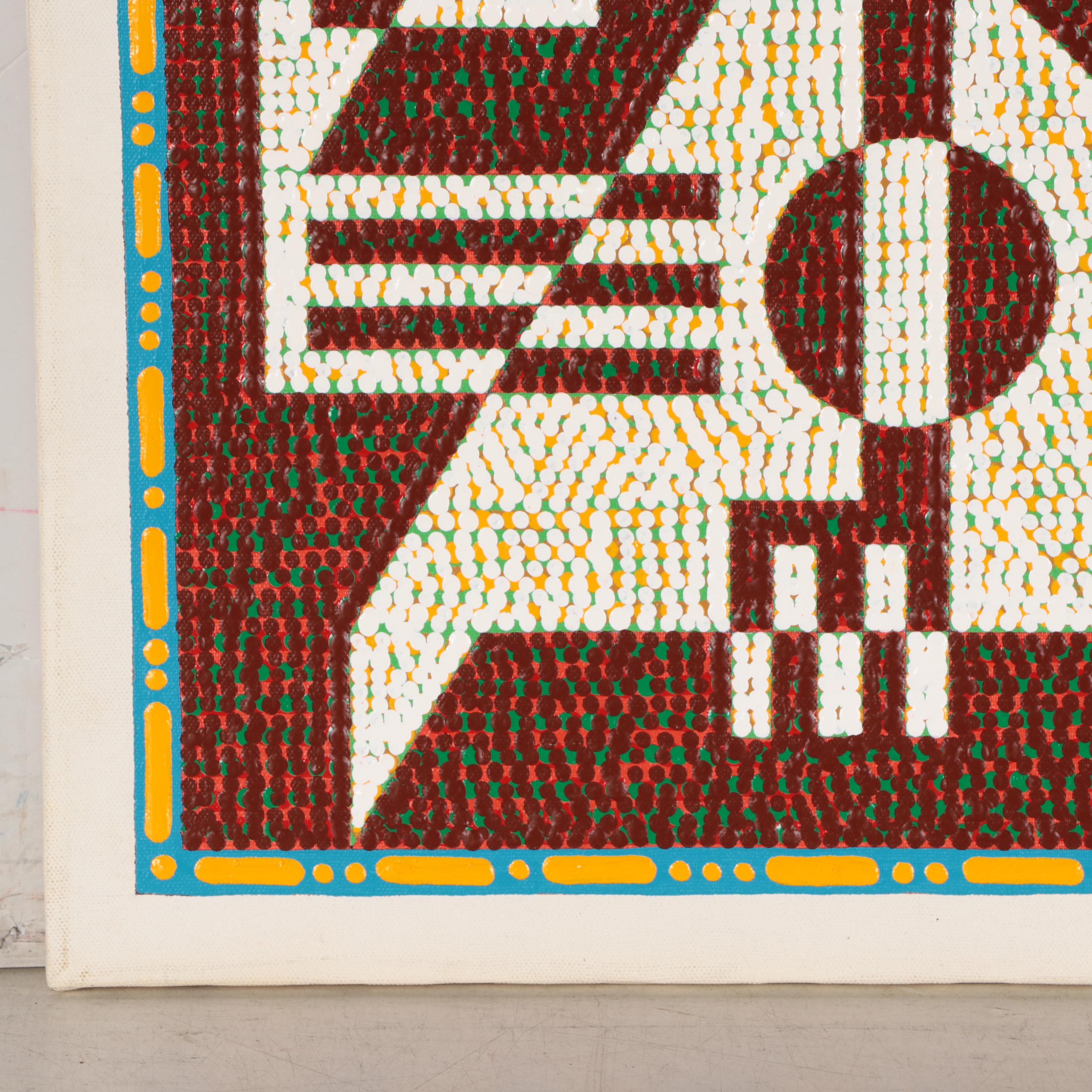 Jerry Kellems Geometric Figural Acrylic Painting, 21st Century