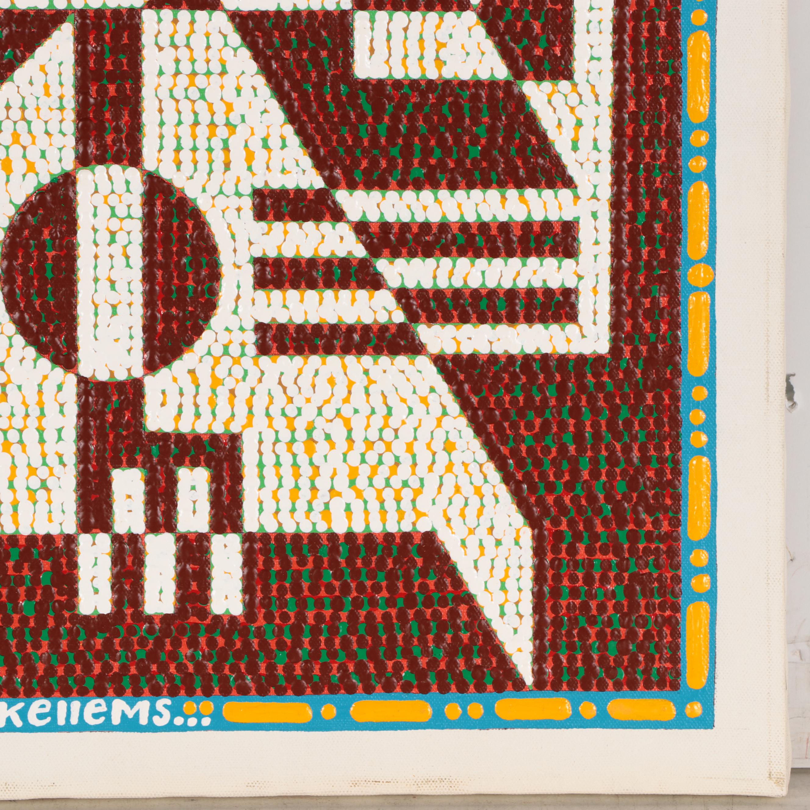 Jerry Kellems Geometric Figural Acrylic Painting, 21st Century