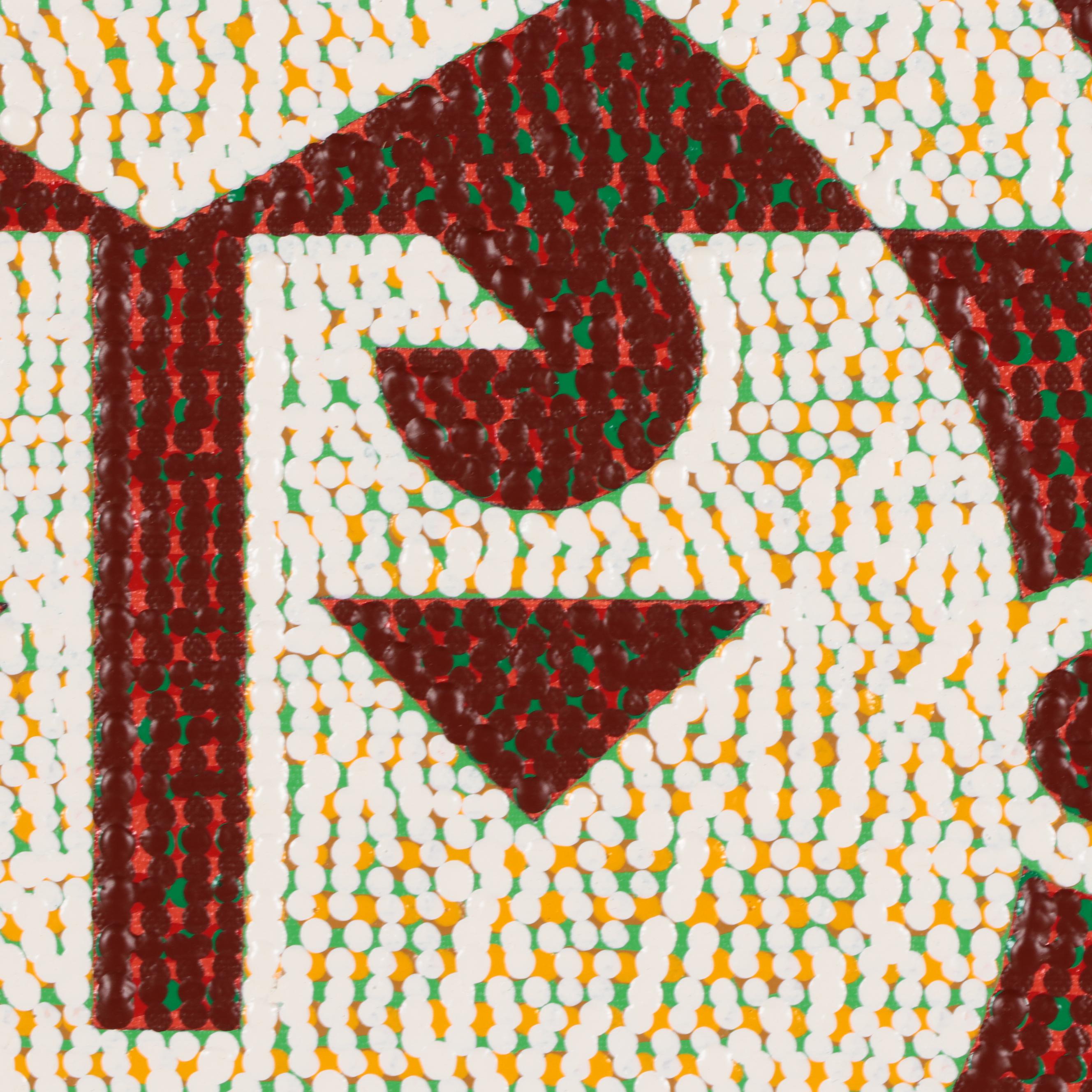 Jerry Kellems Geometric Figural Acrylic Painting, 21st Century