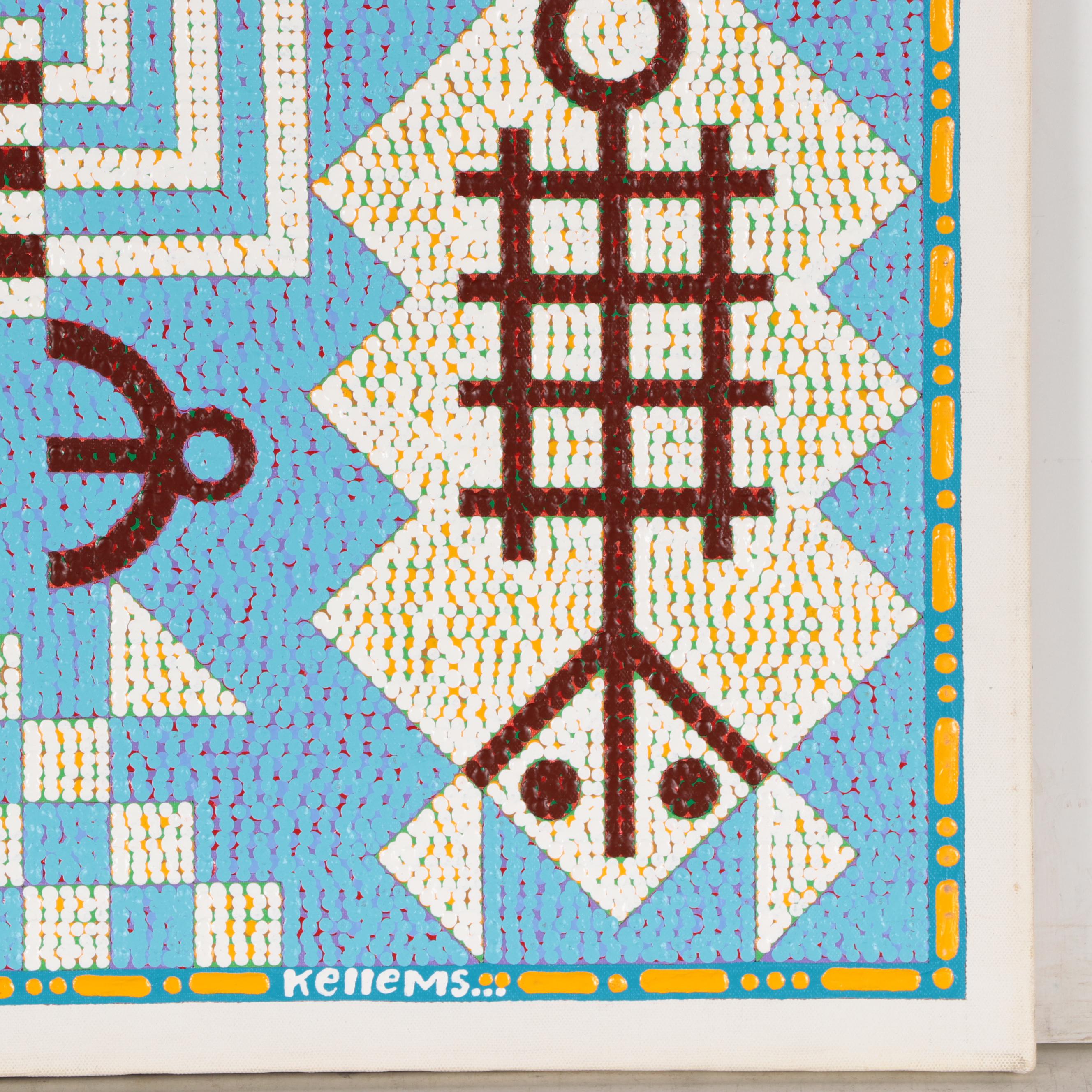 Jerry Kellems Acrylic Painting of Abstract Figures