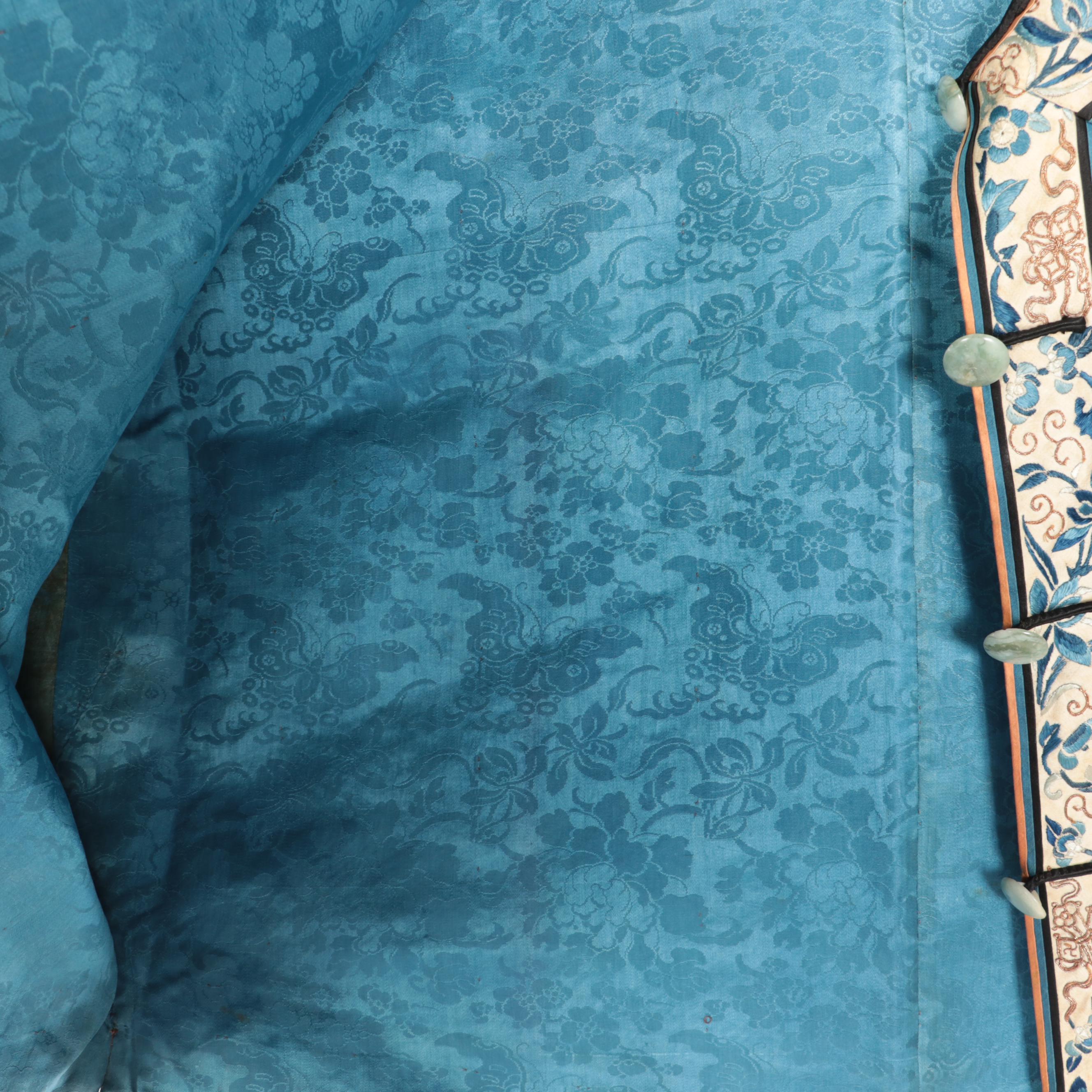 Chinese Hand-Embroidered Silk Jifu Pao Jacket, Qing Dynasty Period