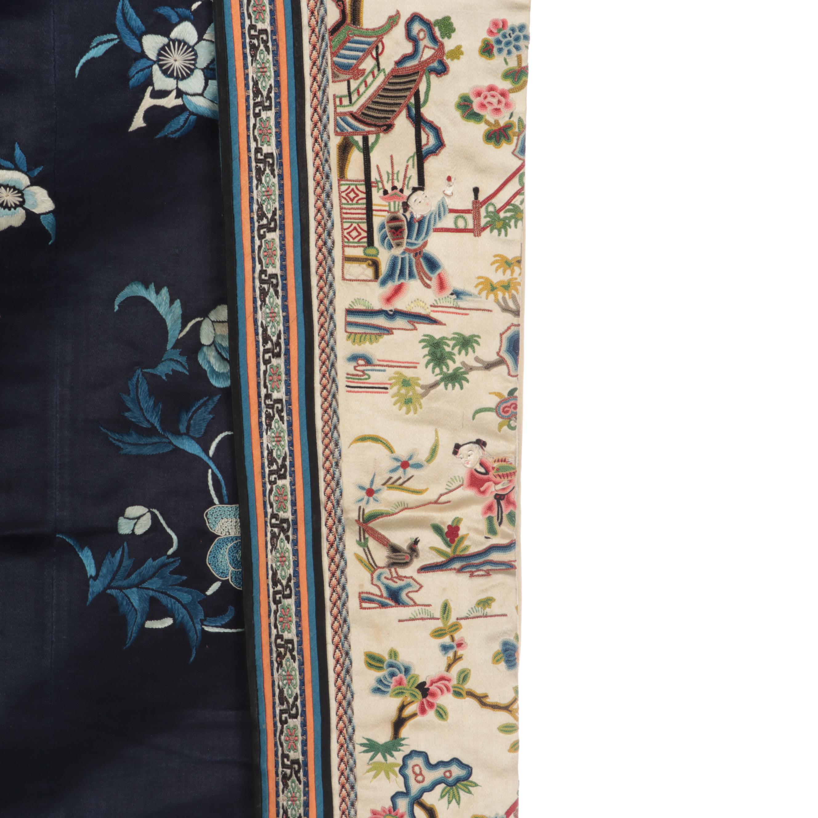 Chinese Hand-Embroidered Silk Jifu Pao Jacket, Qing Dynasty Period