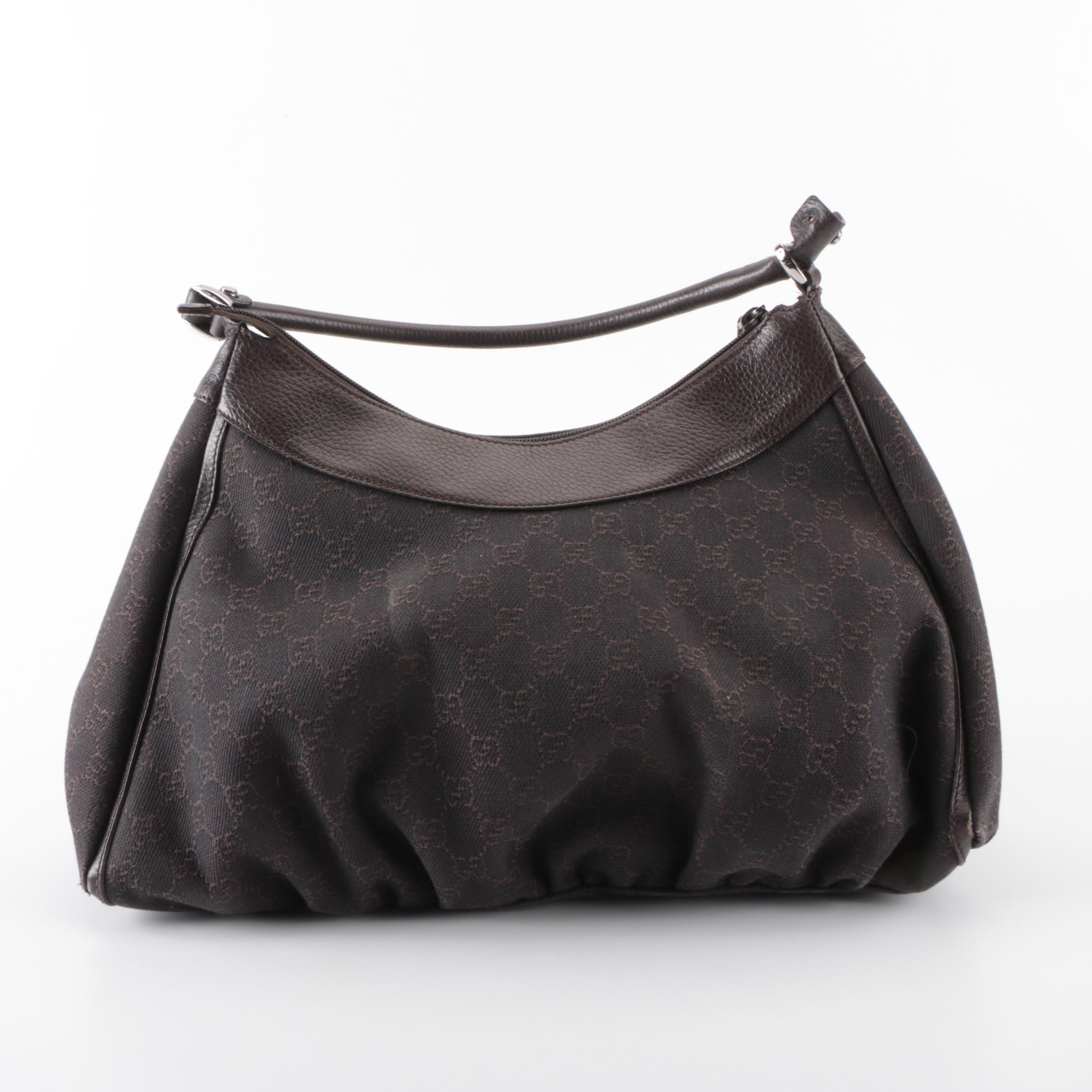 Gucci Abbey D-Ring Hobo Bag in Dark Brown Monogram Canvas and Leather