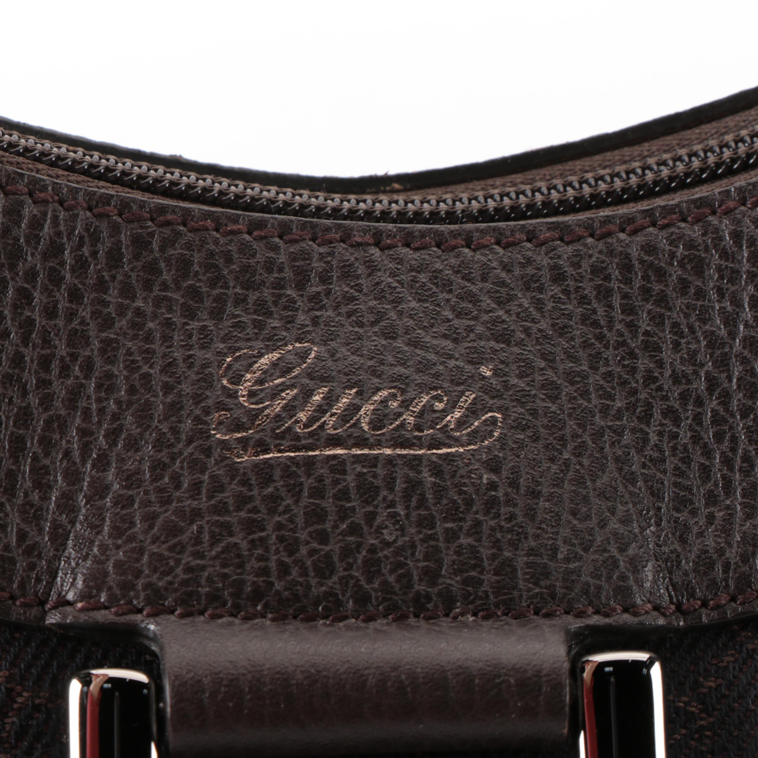 Gucci Abbey D-Ring Hobo Bag in Dark Brown Monogram Canvas and Leather