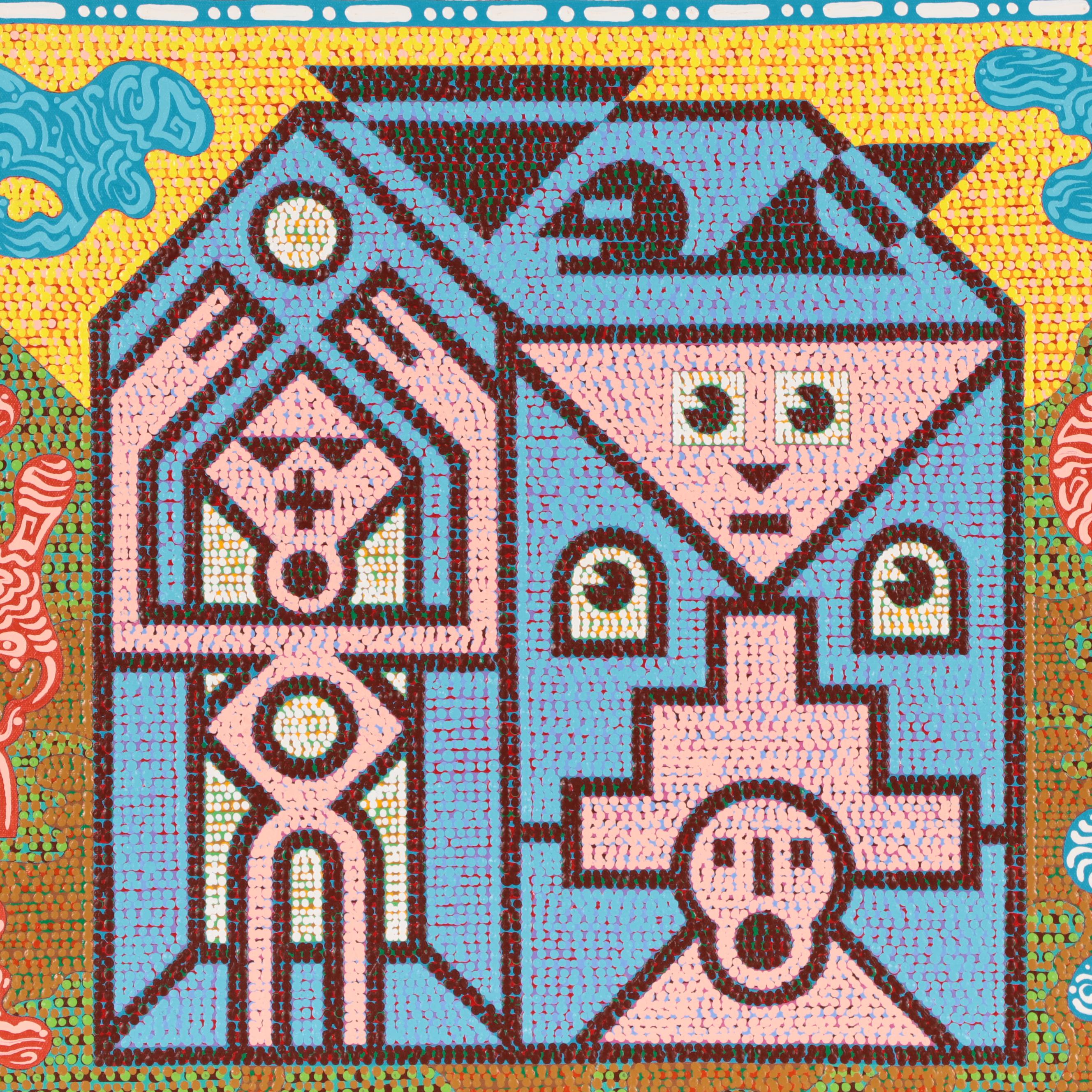 Jerry Kellems Acrylic Painting of Abstract Figures