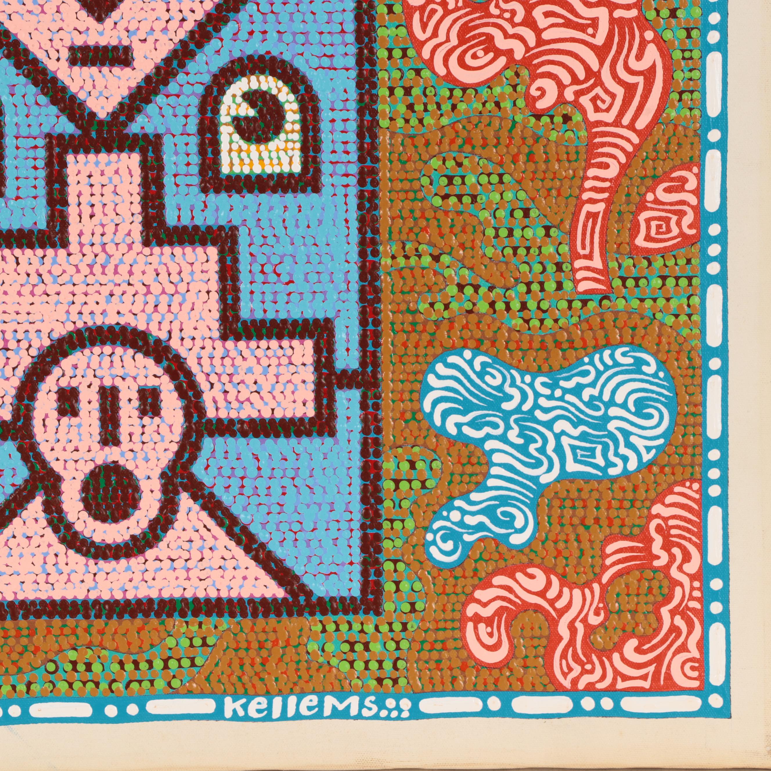 Jerry Kellems Acrylic Painting of Abstract Figures