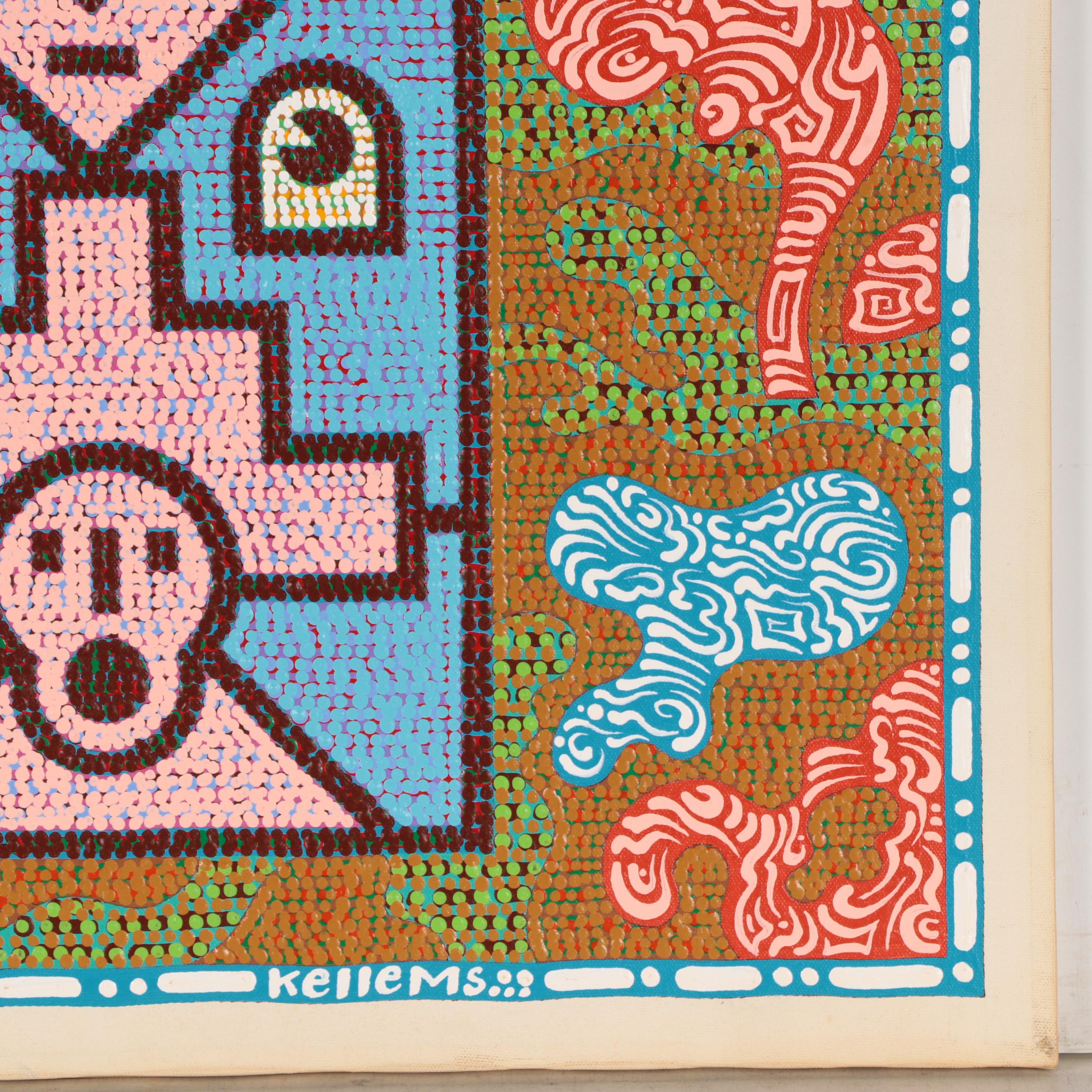 Jerry Kellems Acrylic Painting of Abstract Figures