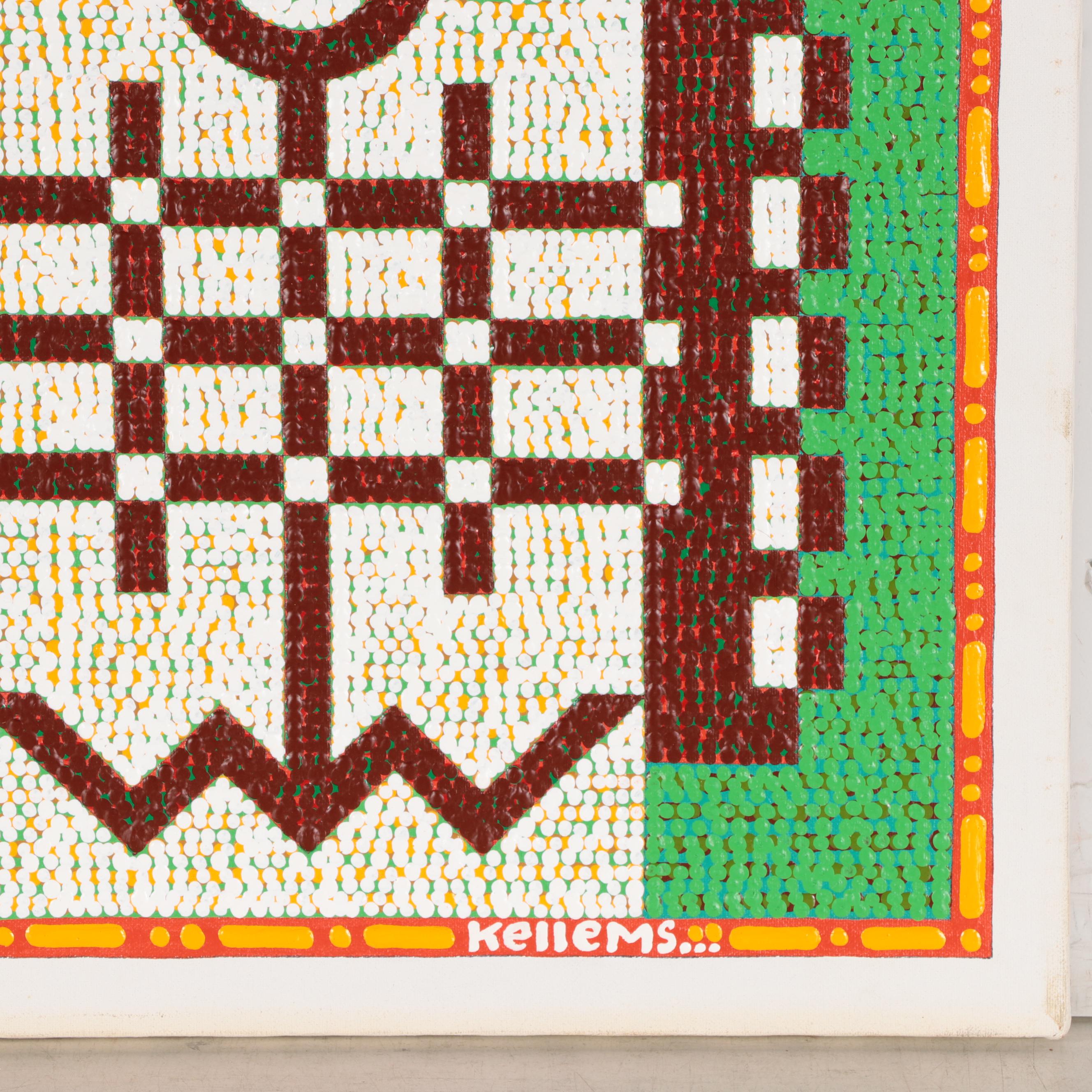 Jerry Kellems Abstract Geometric Acrylic Painting, 21st Century