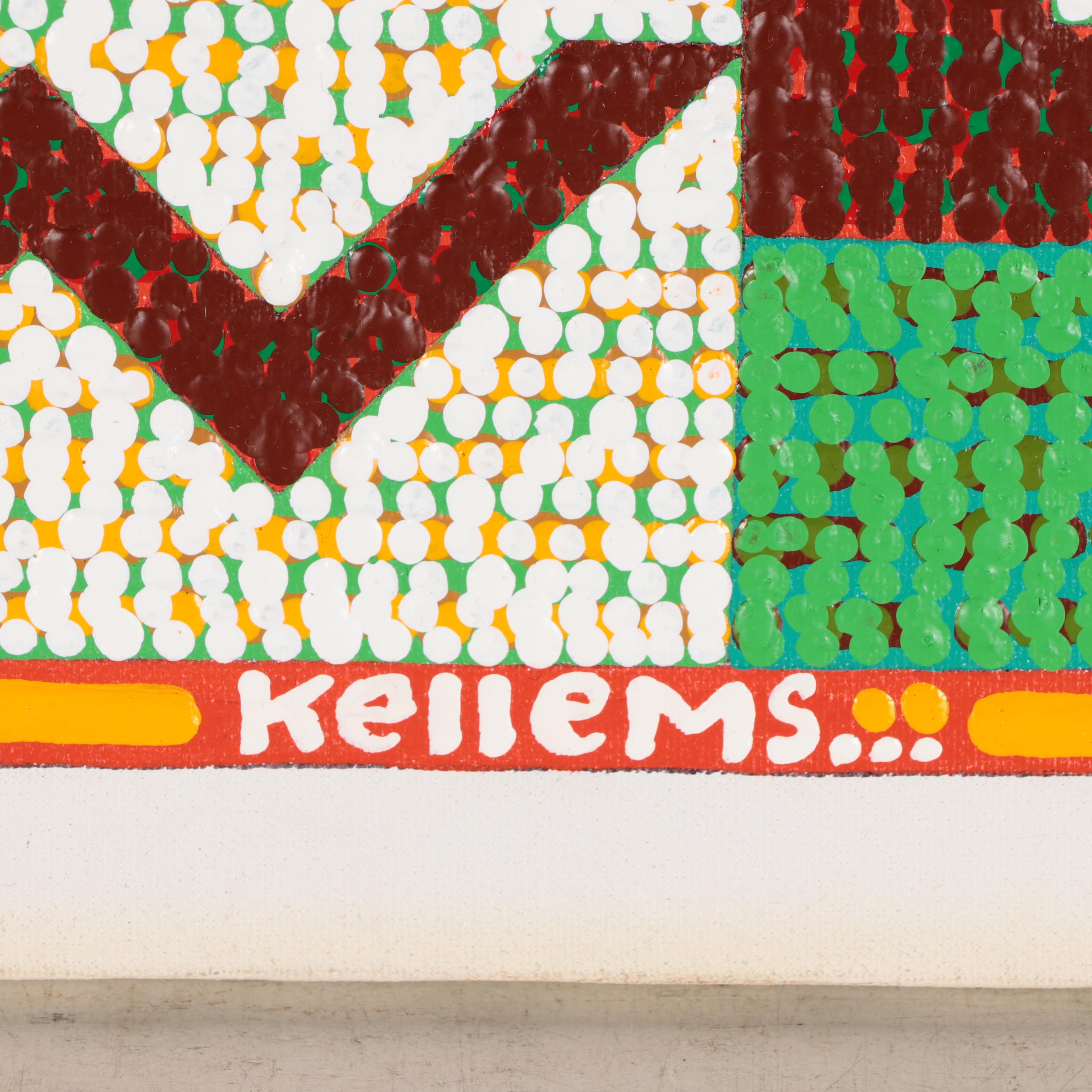 Jerry Kellems Abstract Geometric Acrylic Painting, 21st Century