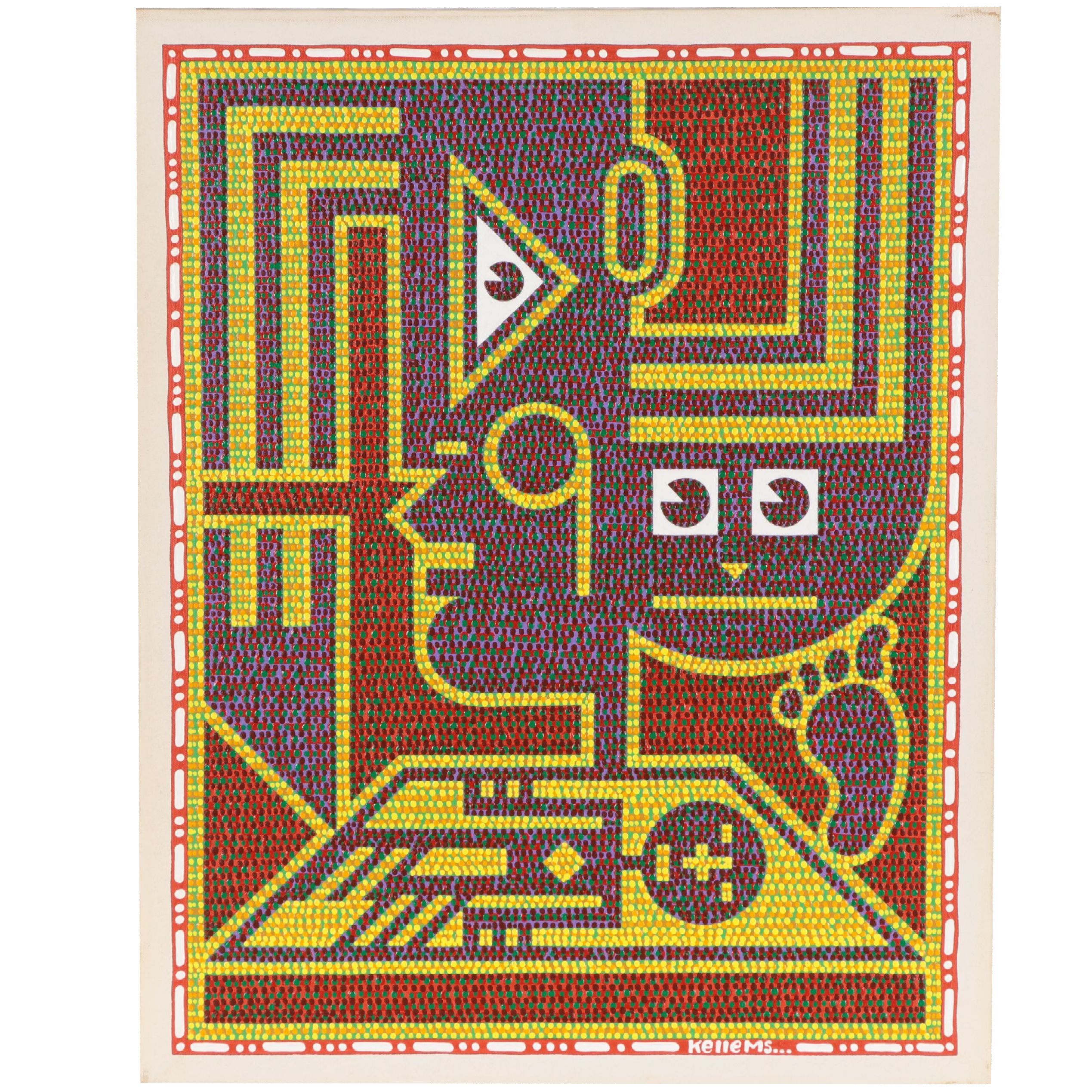 Jerry Kellems Acrylic Painting of Abstract Figures