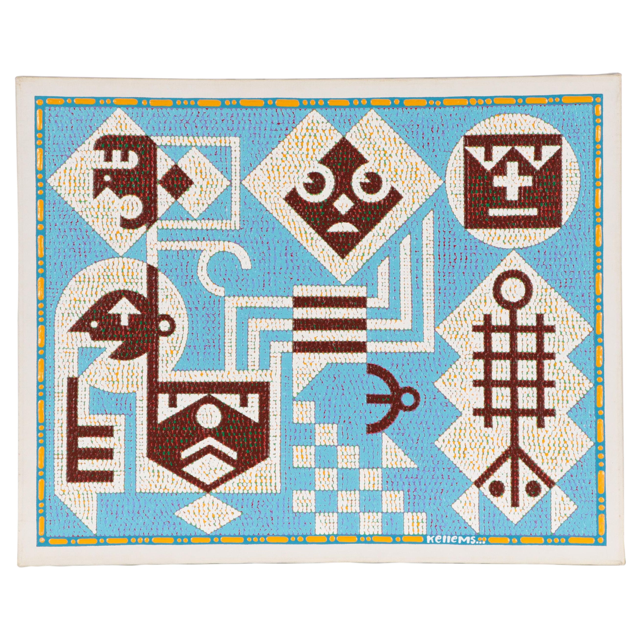 Jerry Kellems Acrylic Painting of Abstract Figures