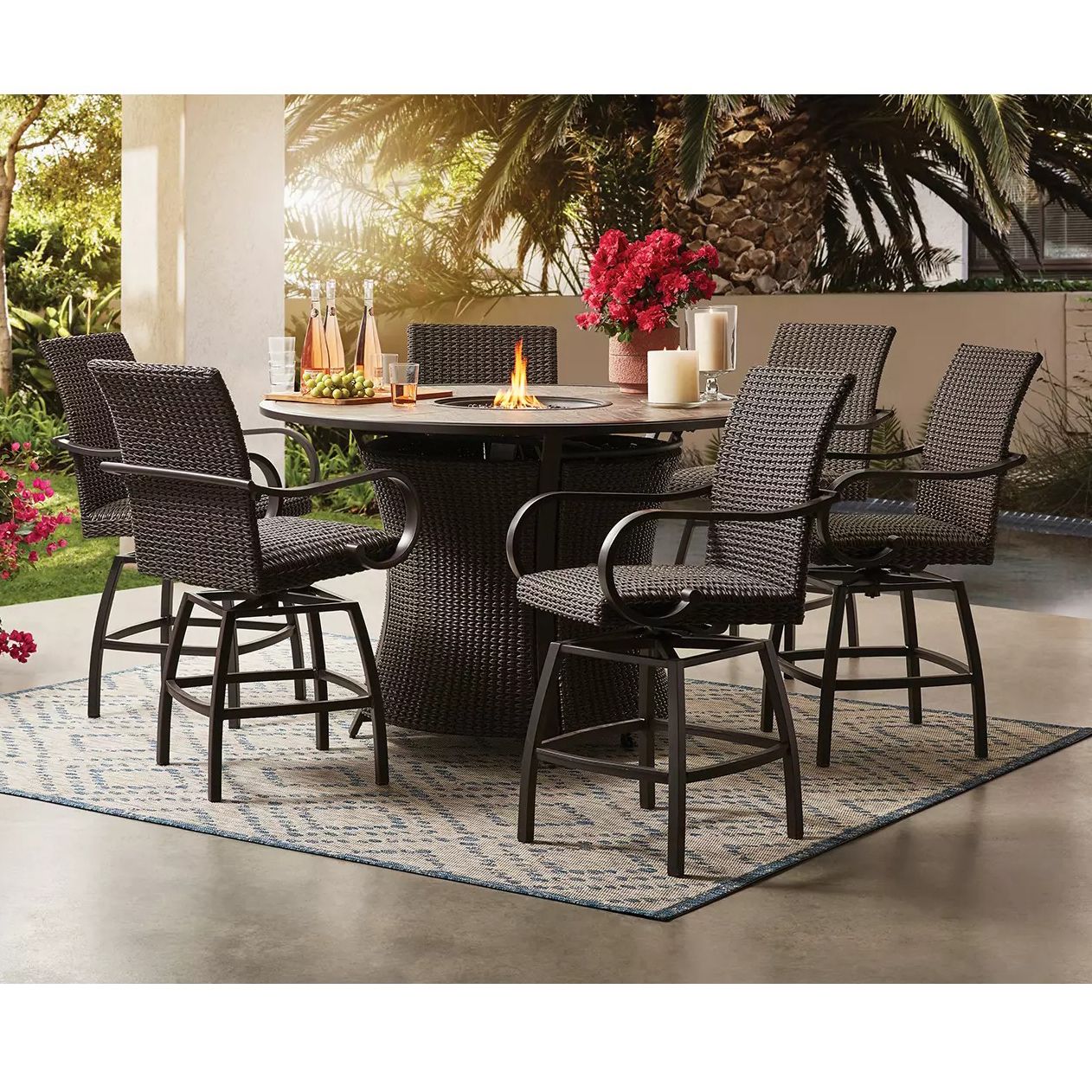 Member's Mark "Homewood" 7-Piece Counter-Height Fire Pit Set