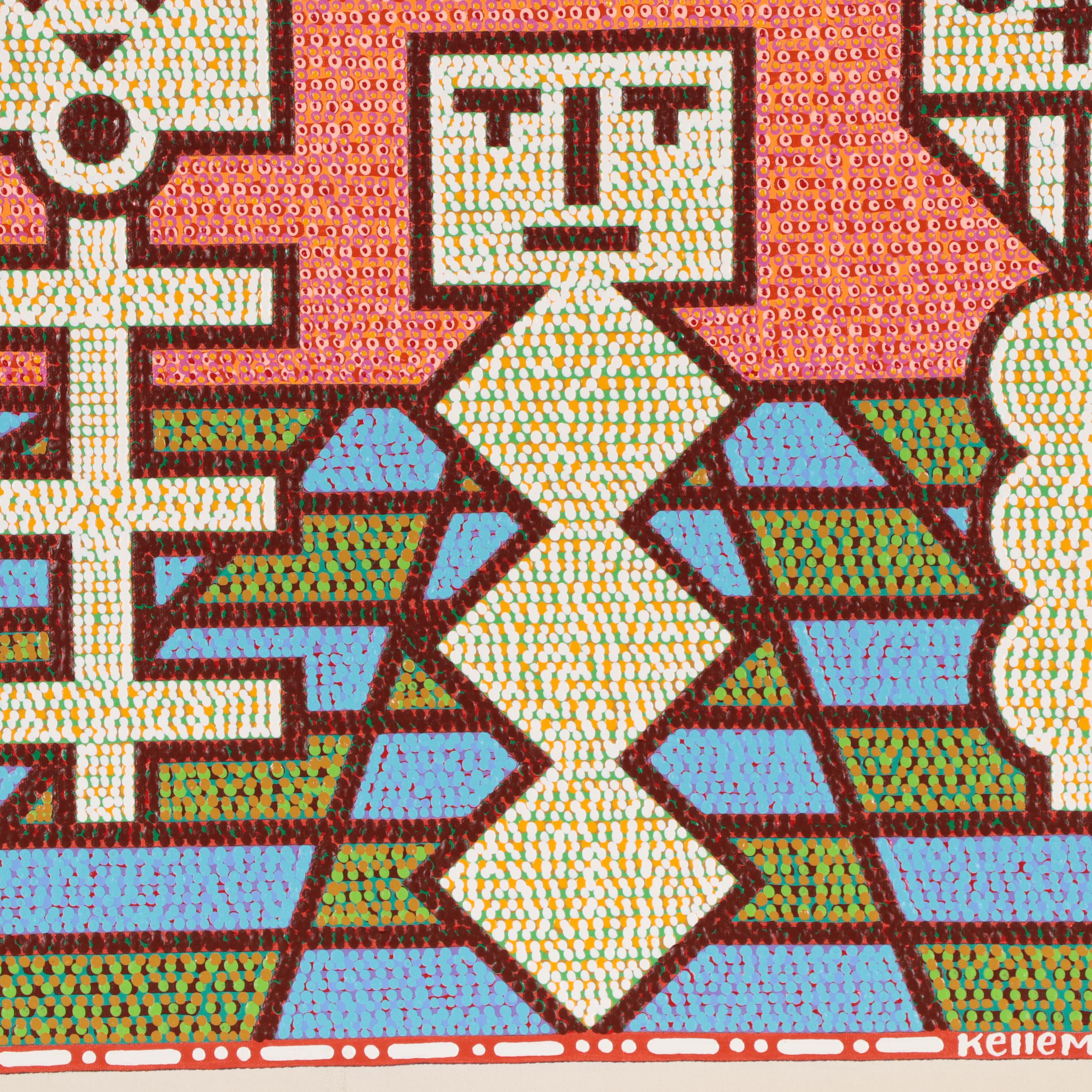 Jerry Kellems Abstract Geometric Acrylic Painting, 21st Century