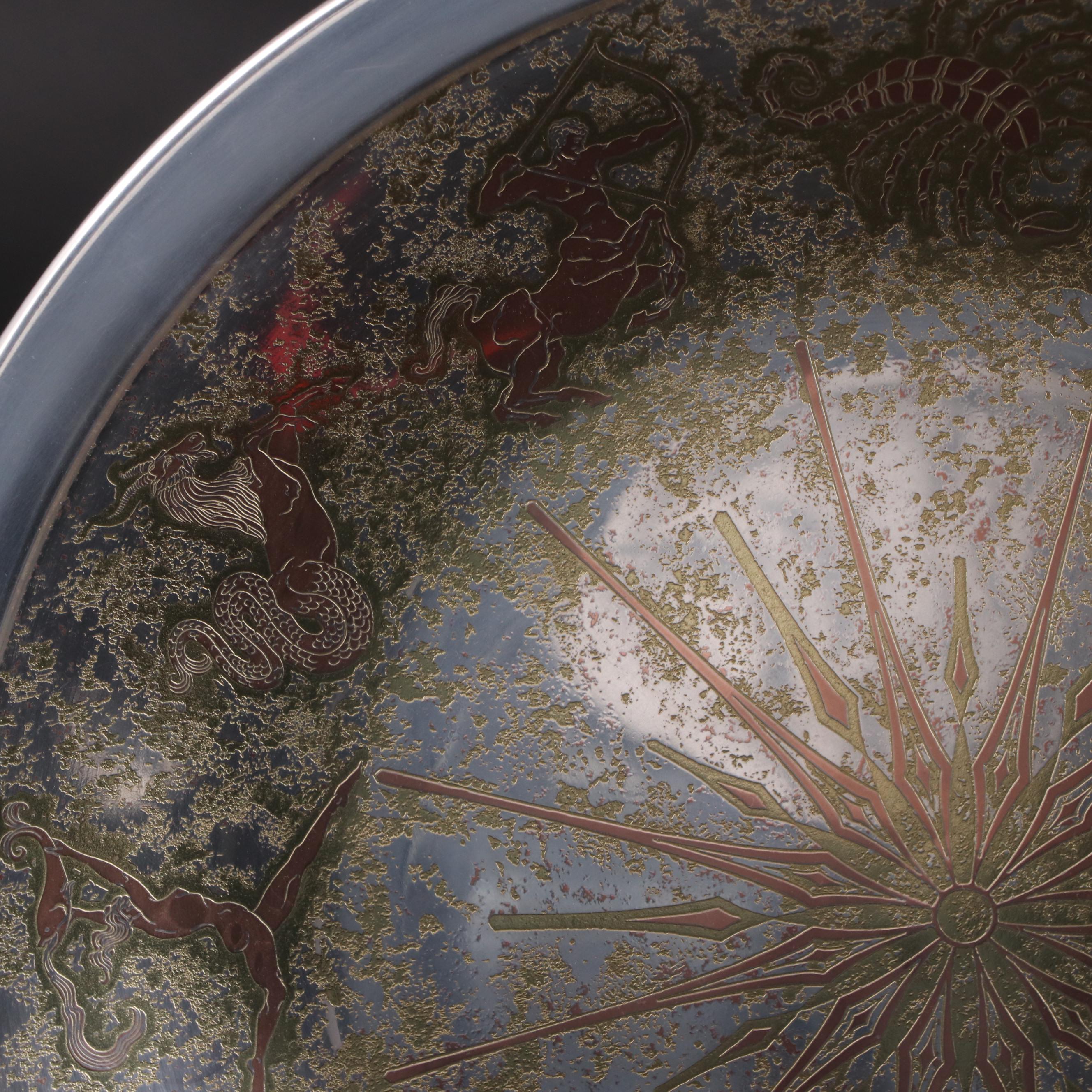 Reed & Barton Limited Edition "Damascene" Zodiac Mixed Metal Platter, 1970s