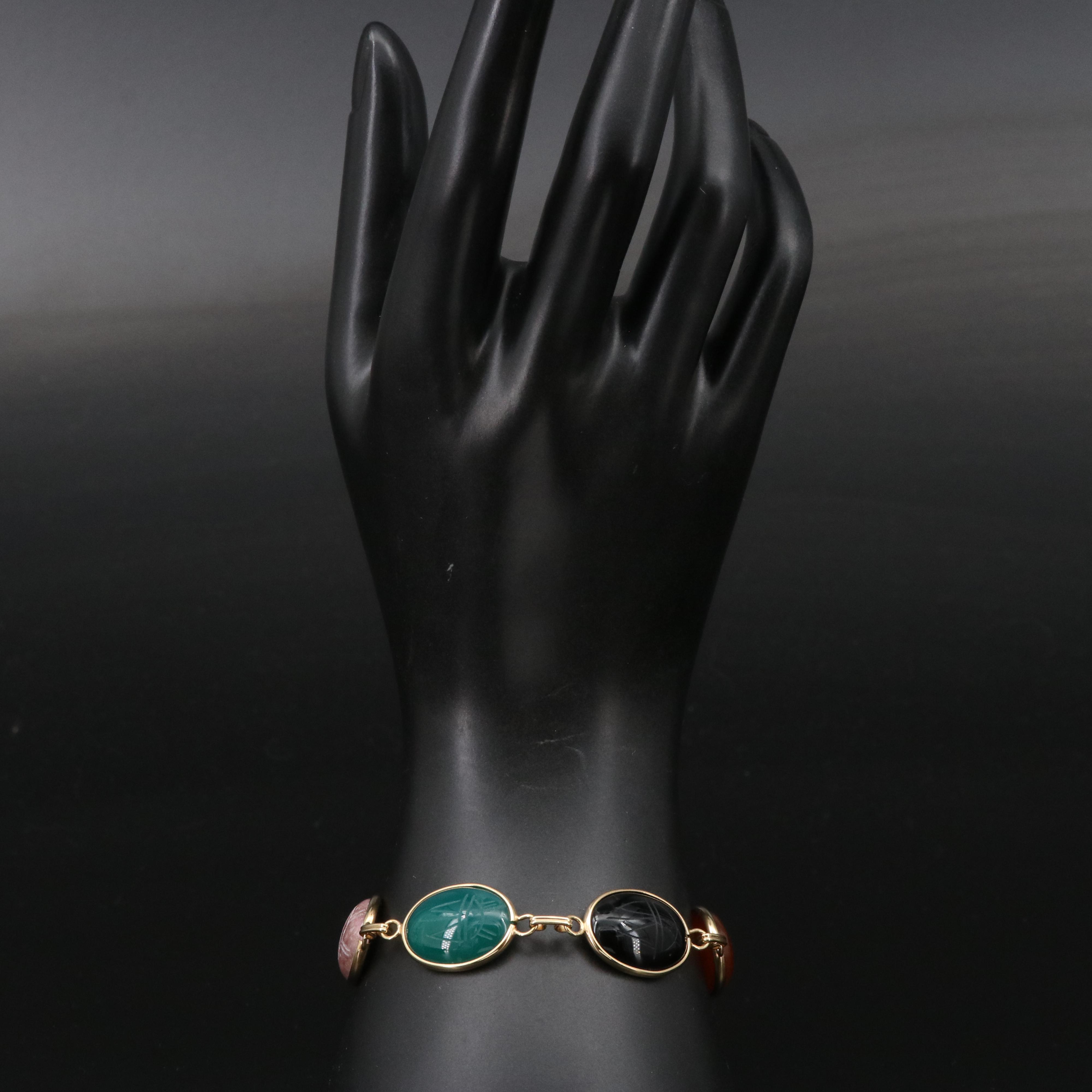 14K Gemstone Scarab Bracelet
