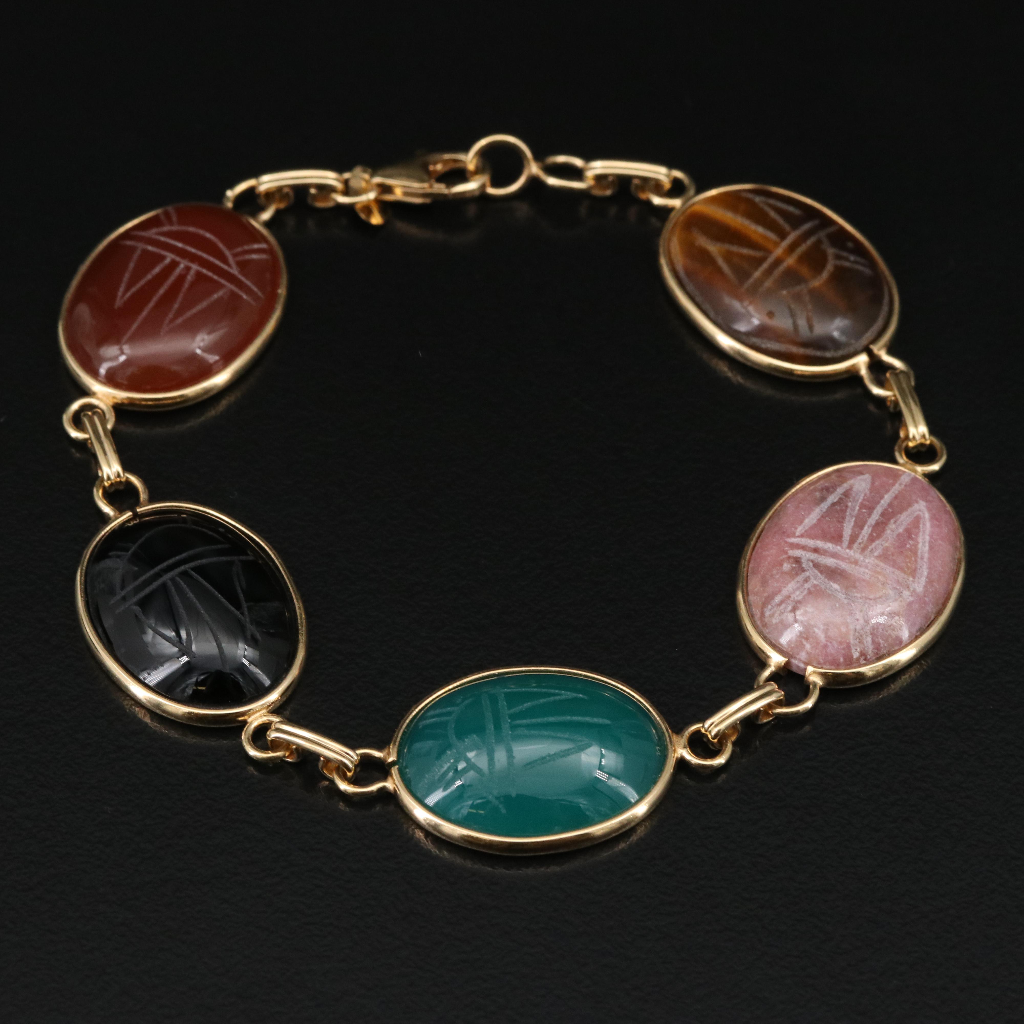 14K Gemstone Scarab Bracelet