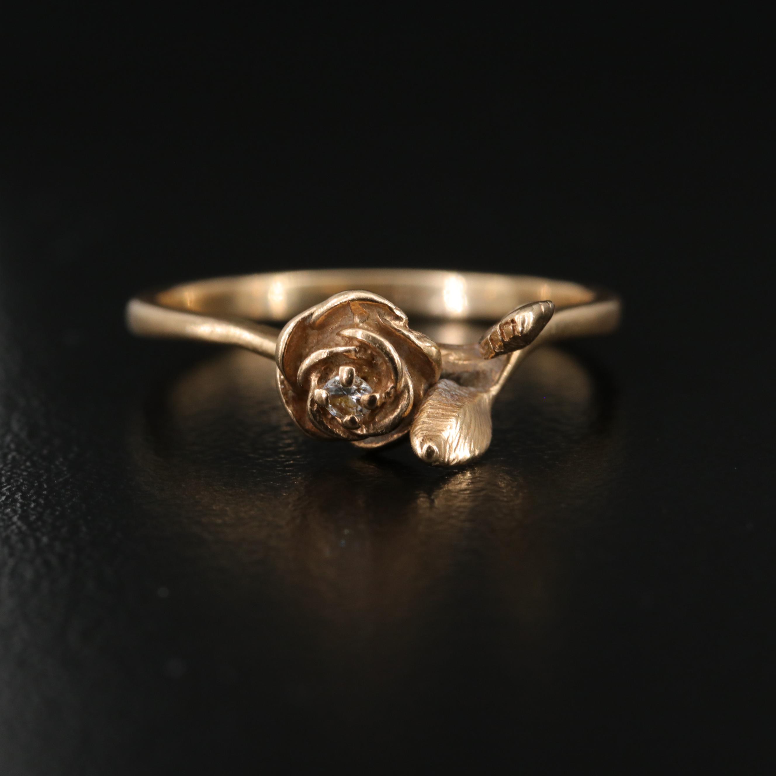 James Avery 14K 0.03 CT Diamond Rose Ring
