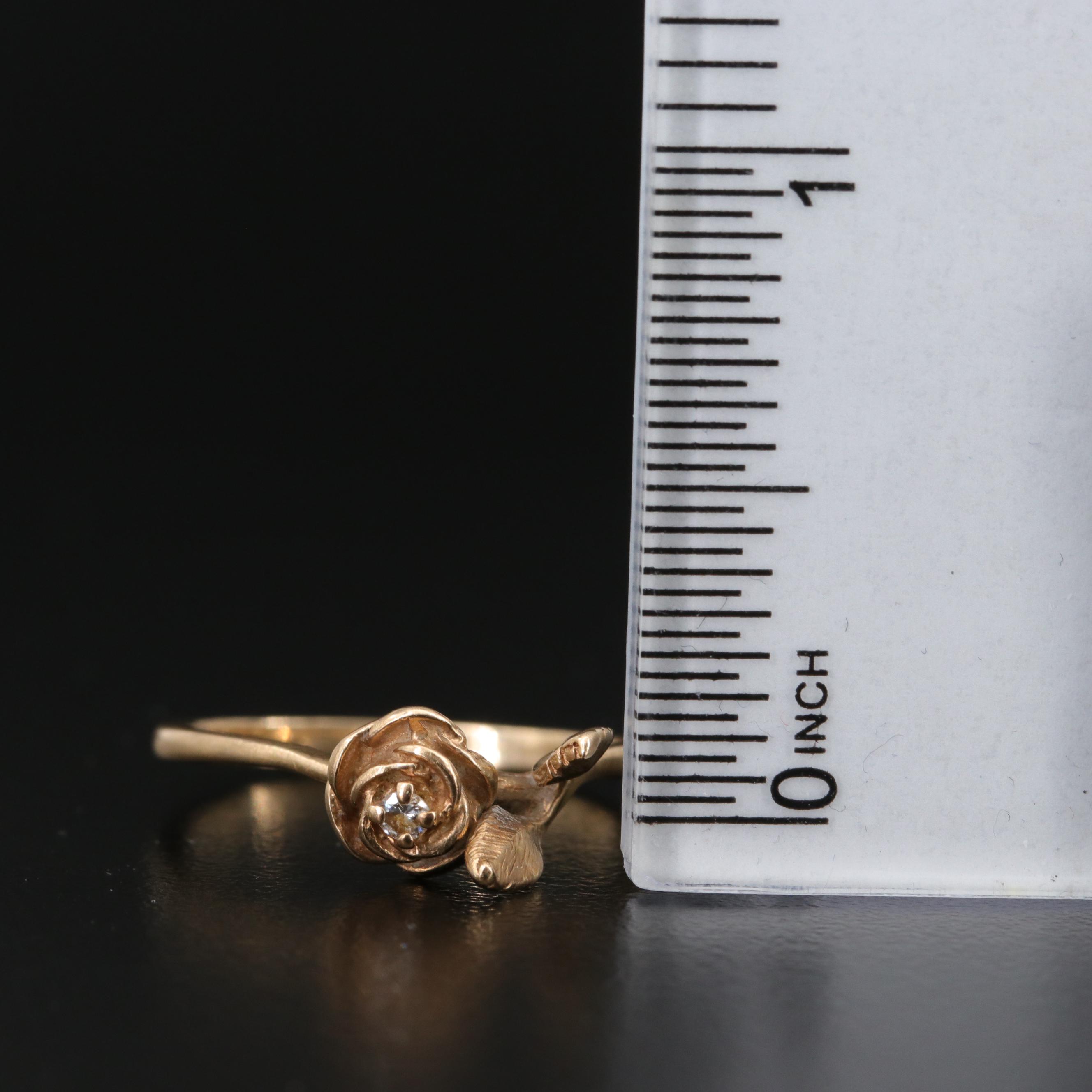 James Avery 14K 0.03 CT Diamond Rose Ring