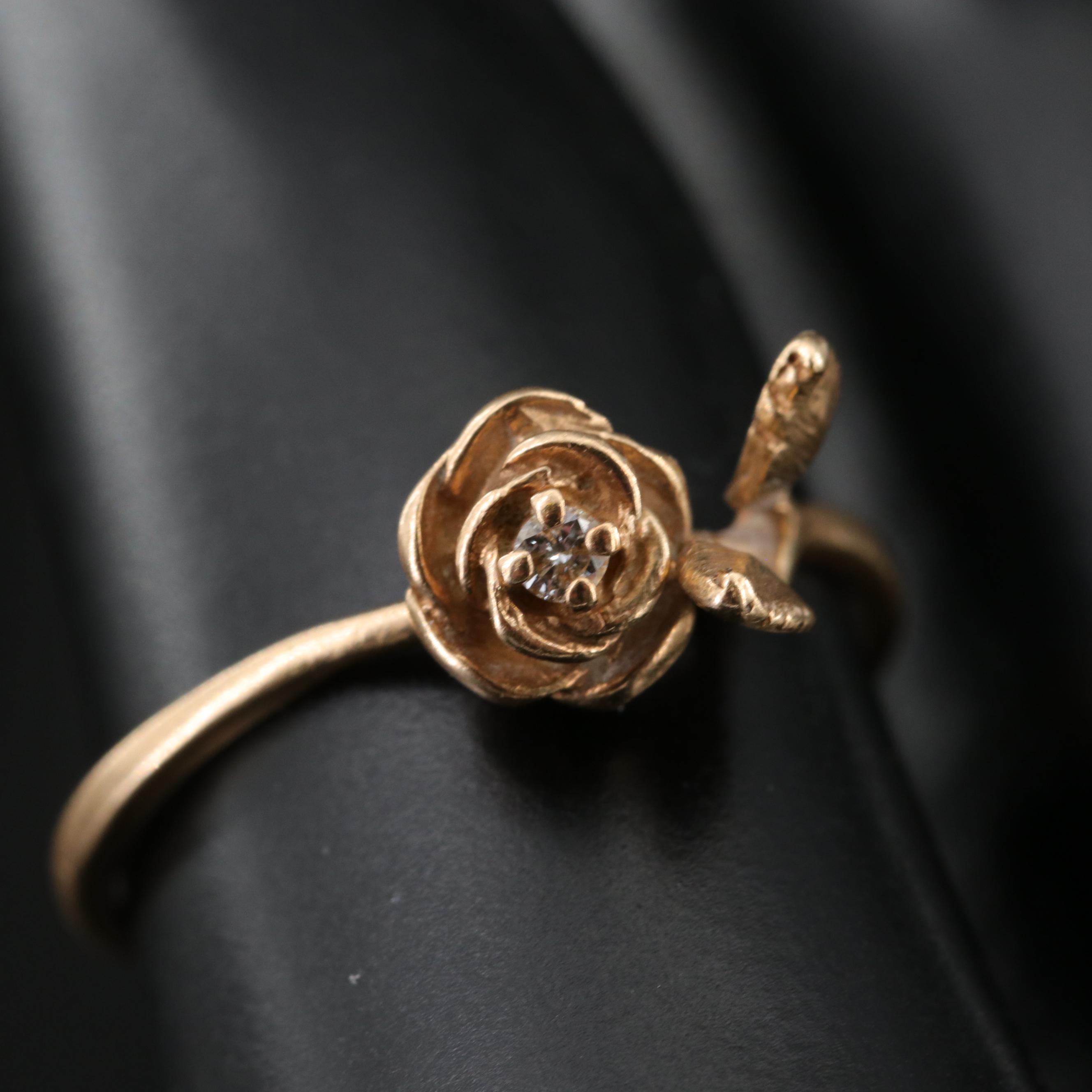 James Avery 14K 0.03 CT Diamond Rose Ring