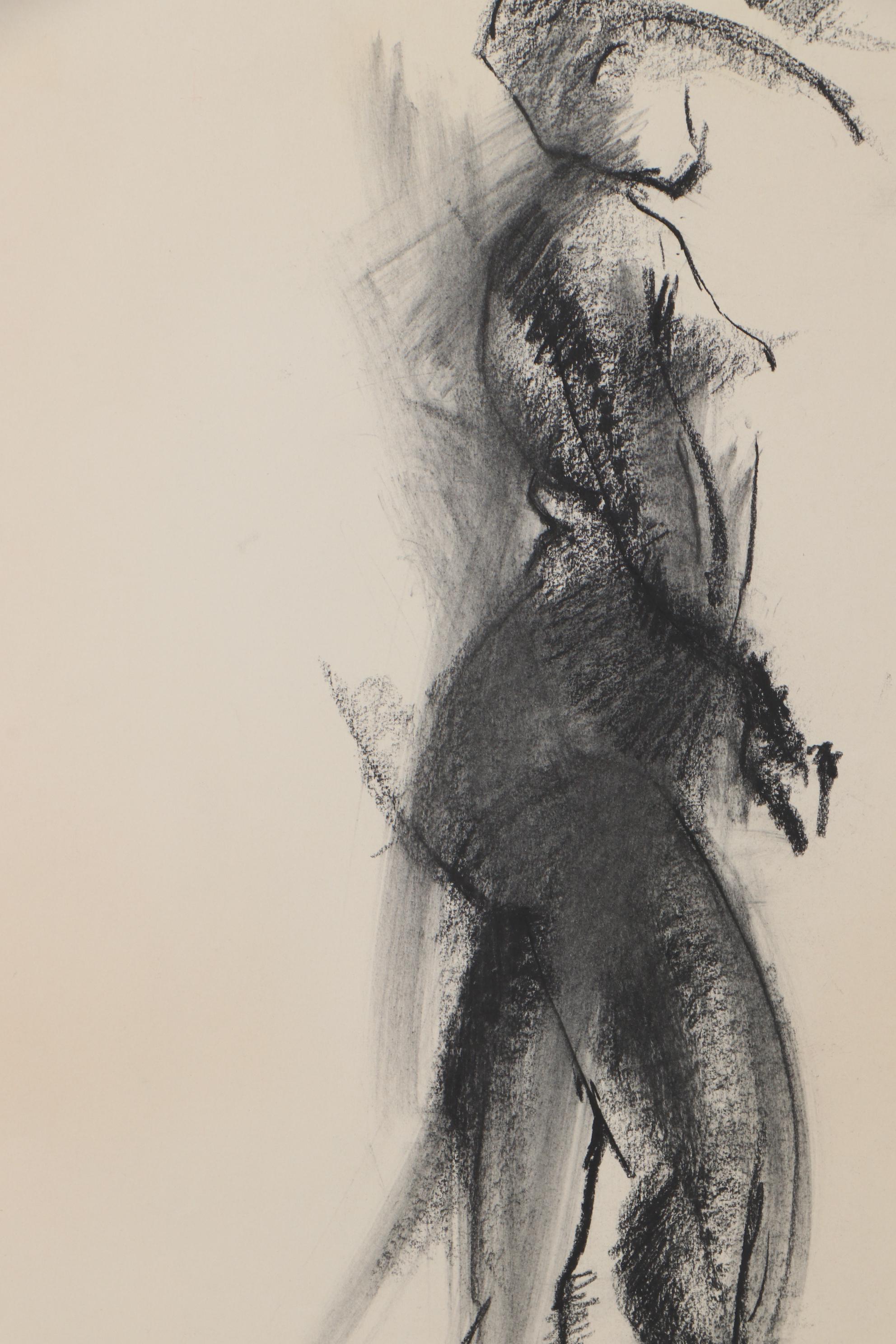Nicholas Barbieri Charcoal Drawing of Figure Study, Circa 1980