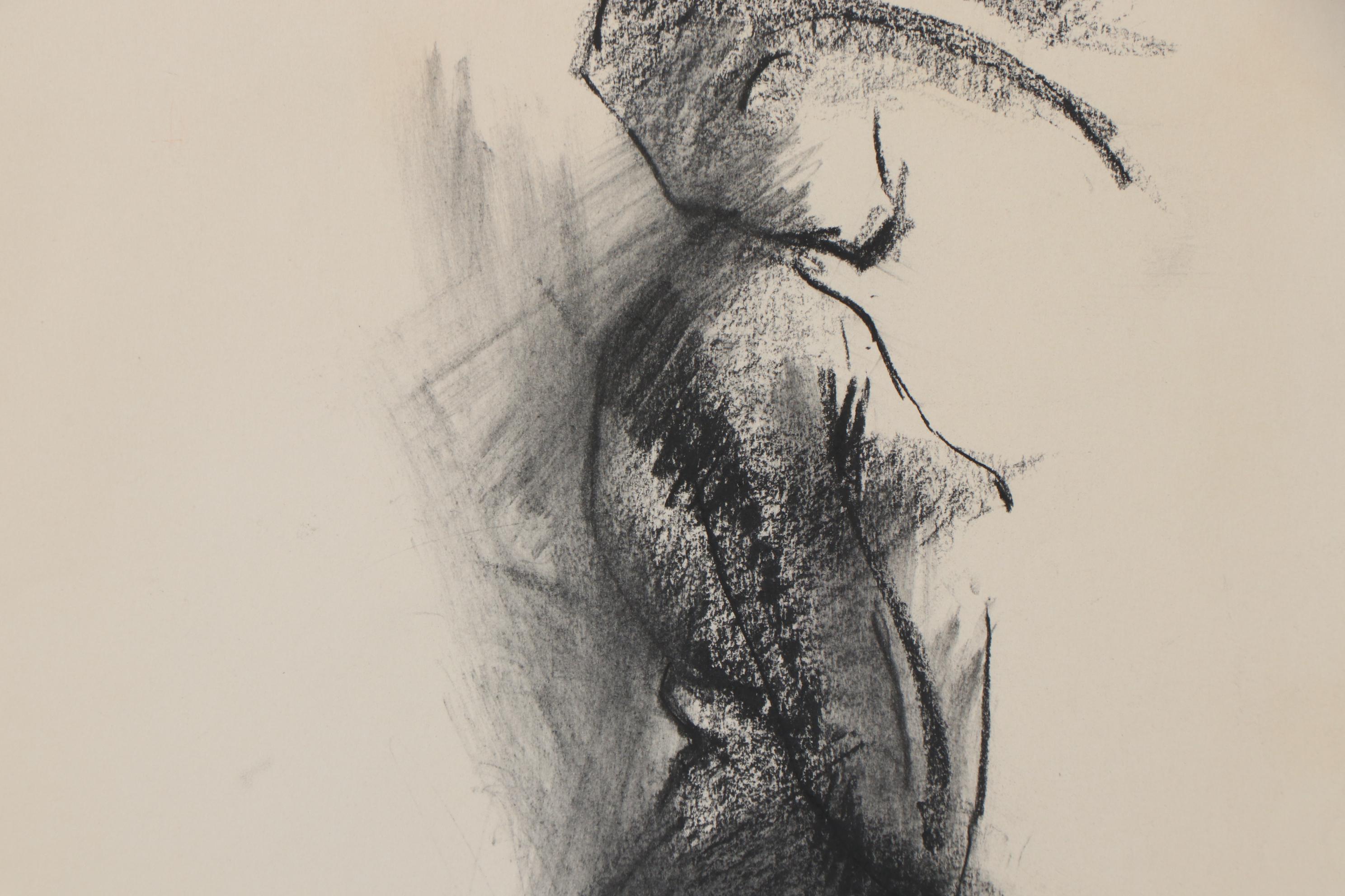 Nicholas Barbieri Charcoal Drawing of Figure Study, Circa 1980