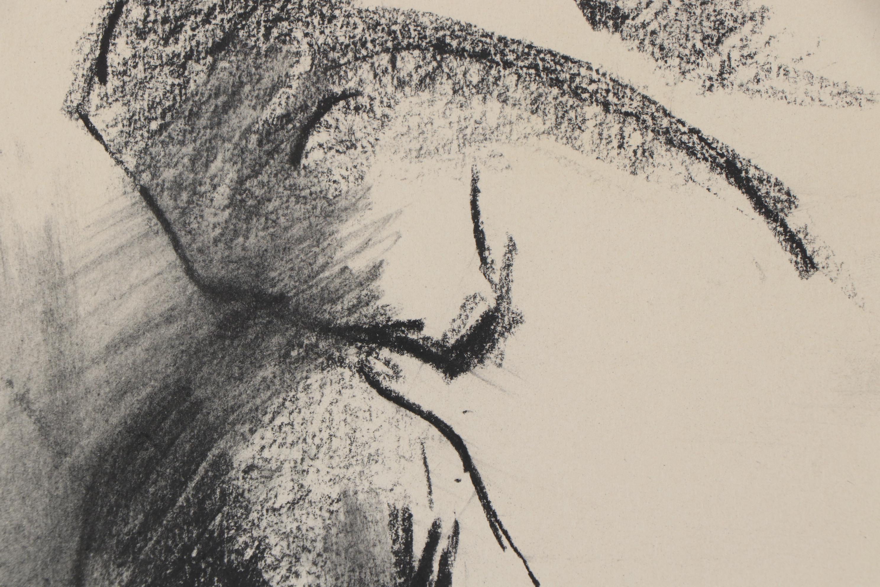 Nicholas Barbieri Charcoal Drawing of Figure Study, Circa 1980