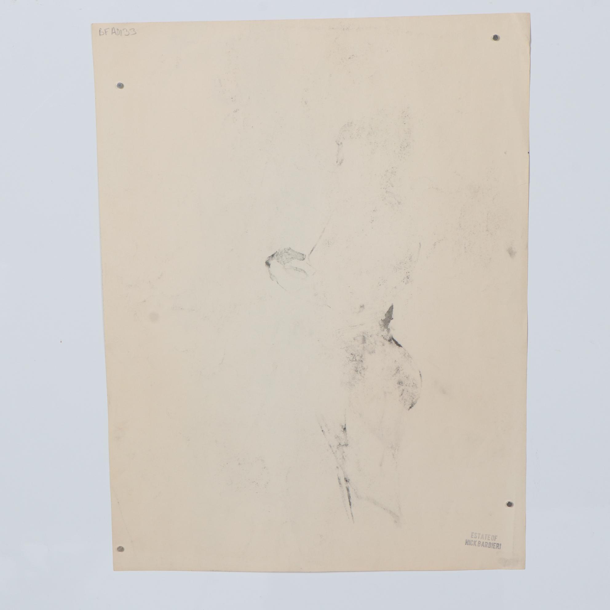 Nicholas Barbieri Charcoal Drawing of Figure Study, Circa 1980