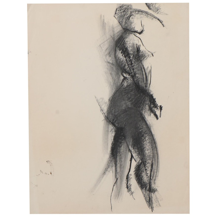 Nicholas Barbieri Charcoal Drawing of Figure Study, Circa 1980