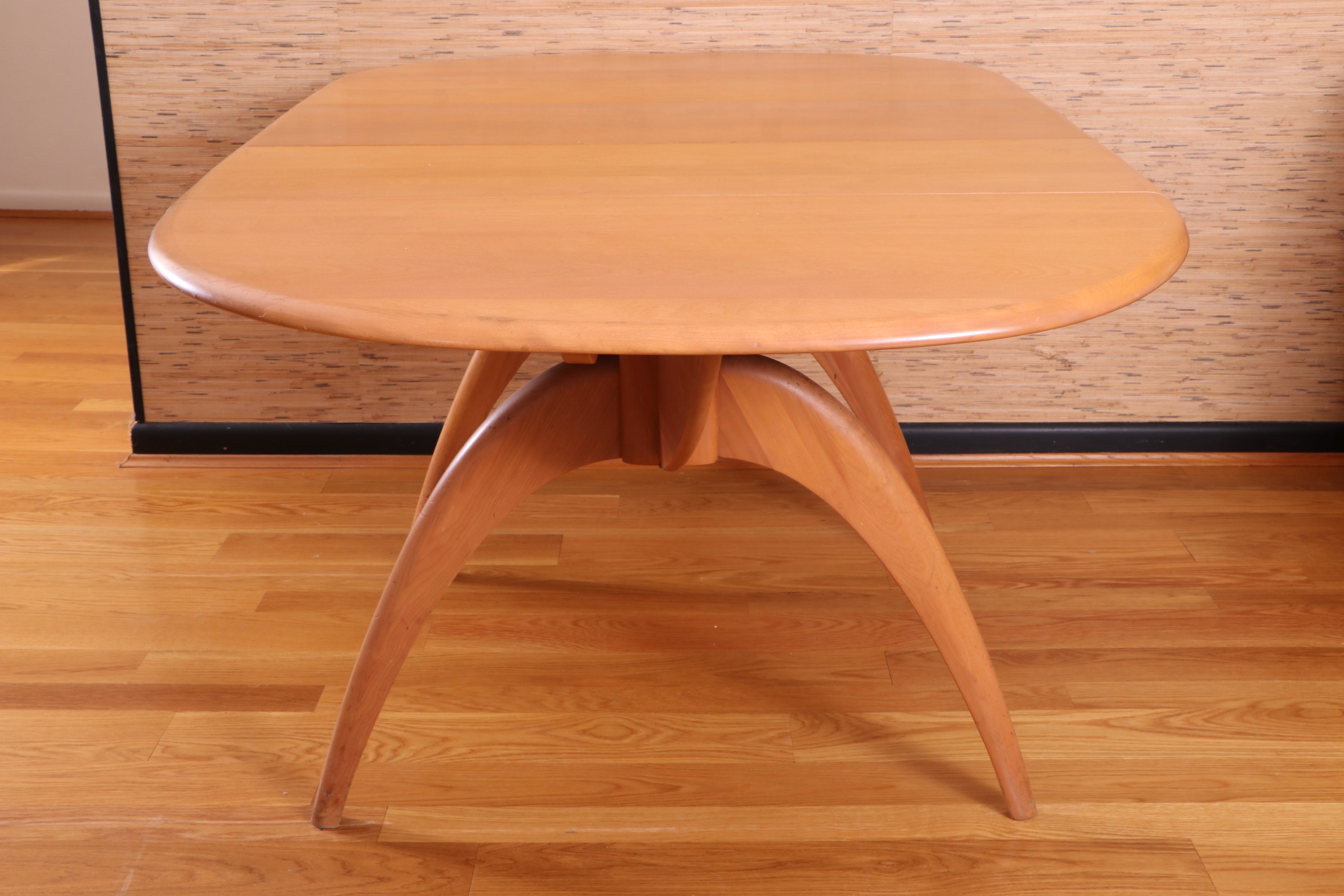 Heywood-Wakefield Mid Century Modern Maple Dining Chairs and Drop Leaf Table