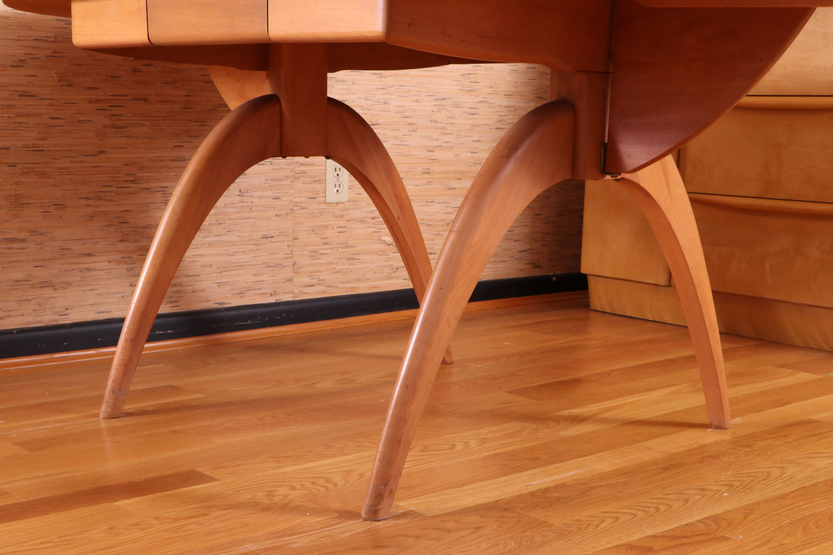 Heywood-Wakefield Mid Century Modern Maple Dining Chairs and Drop Leaf Table