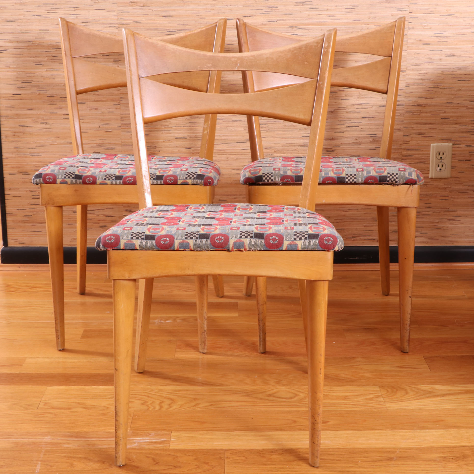 Heywood-Wakefield Mid Century Modern Maple Dining Chairs and Drop Leaf Table