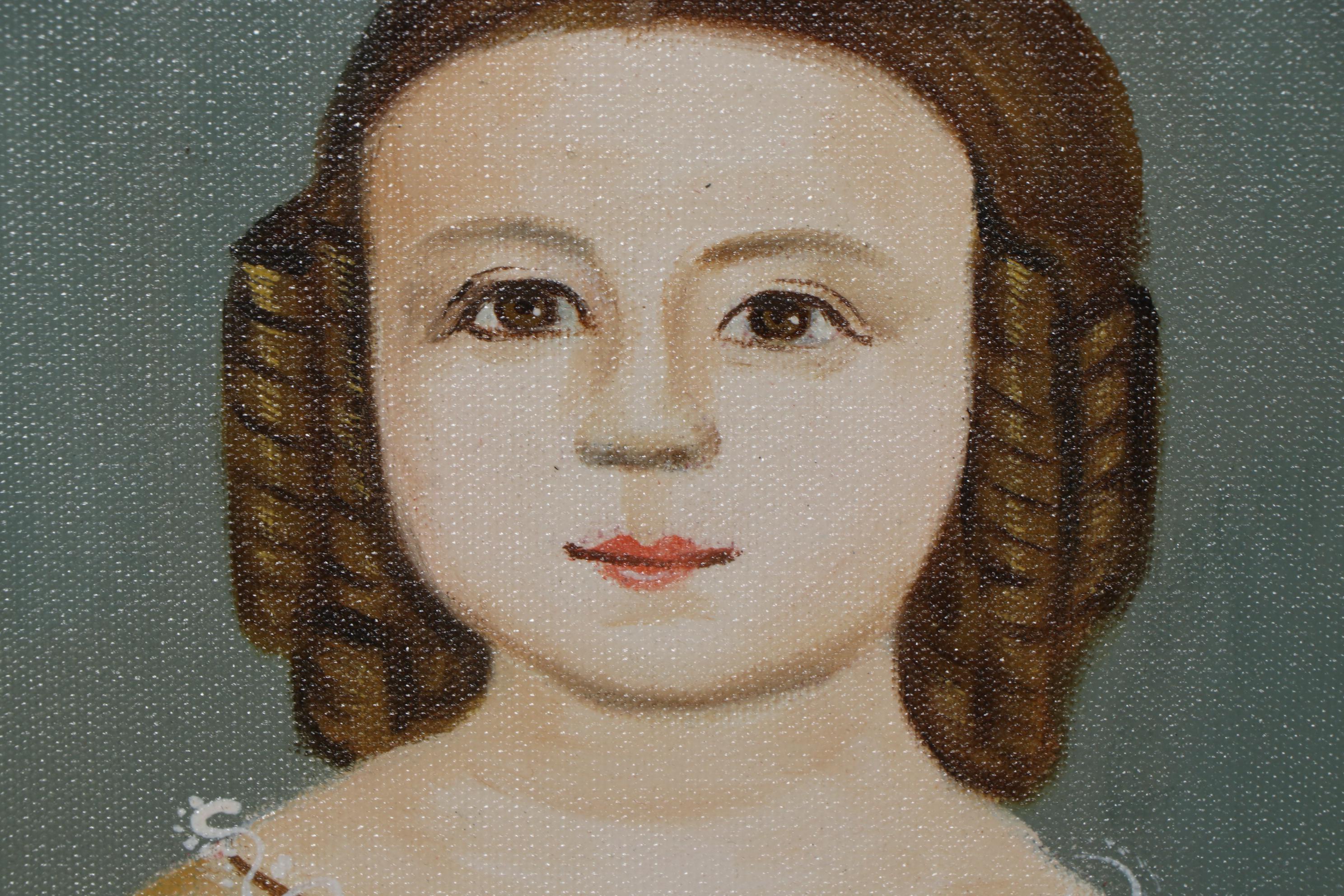 J. Wilson Oil Painting "Girl With Flowers"