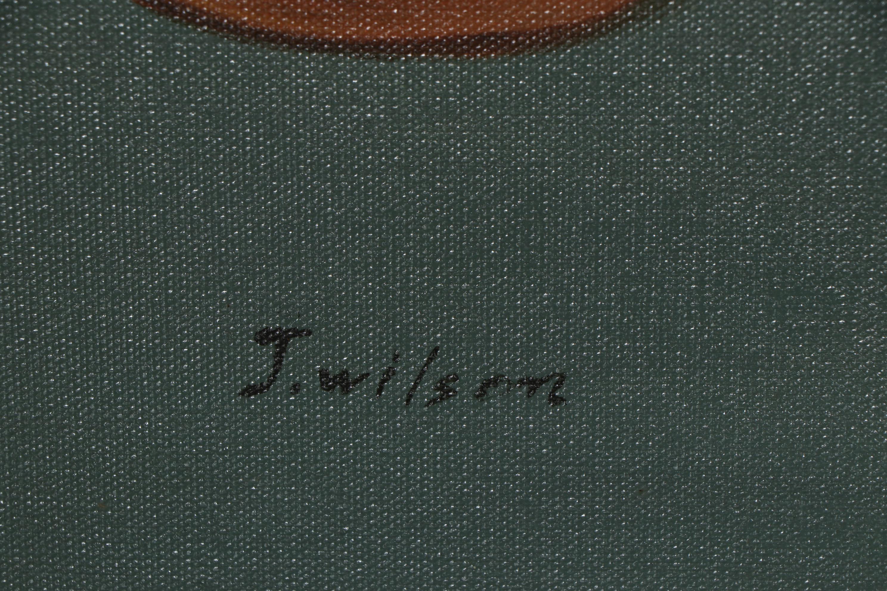 J. Wilson Oil Painting "Girl With Flowers"