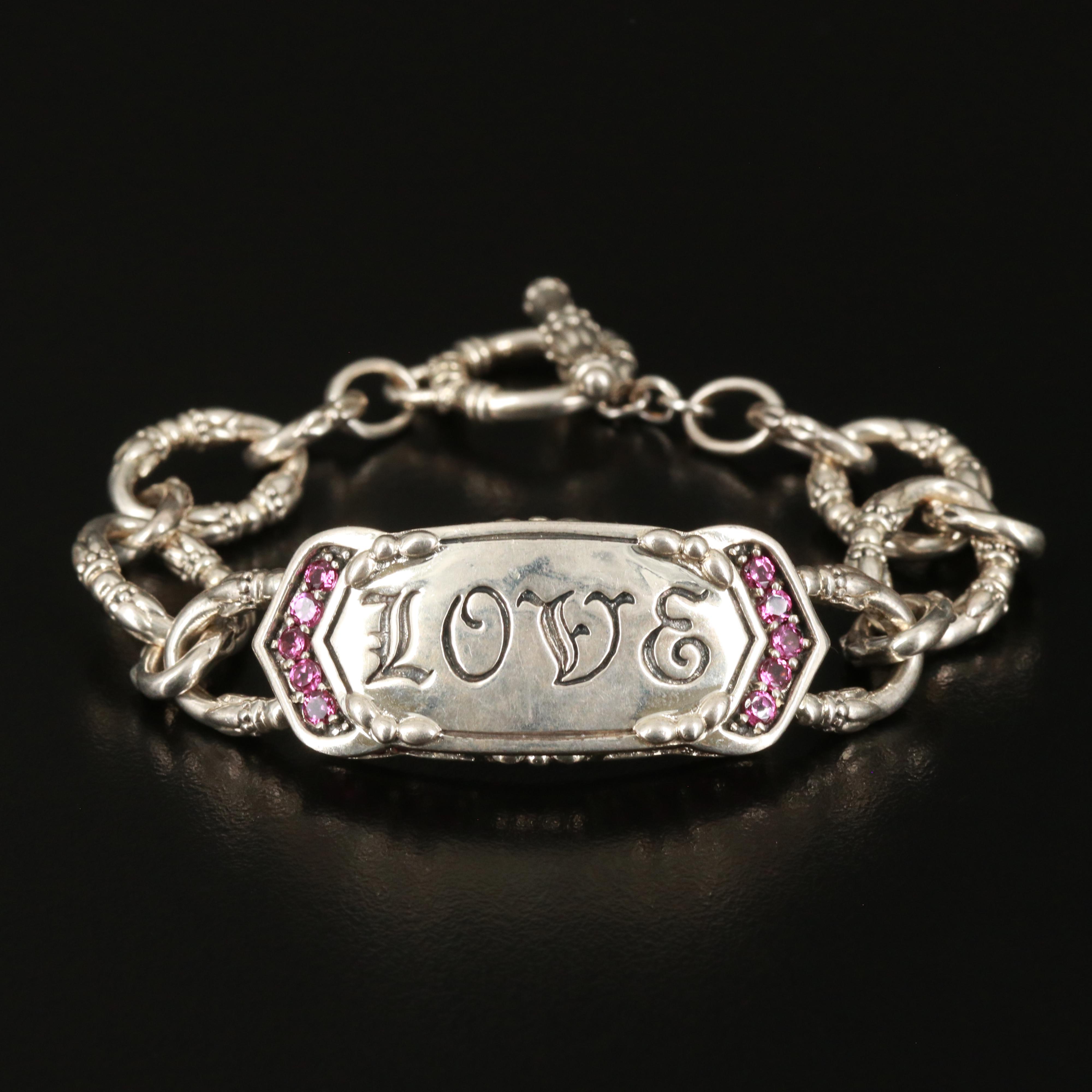 SeidenGang Sterling Rhodolite Garnet "Love" Bracelet