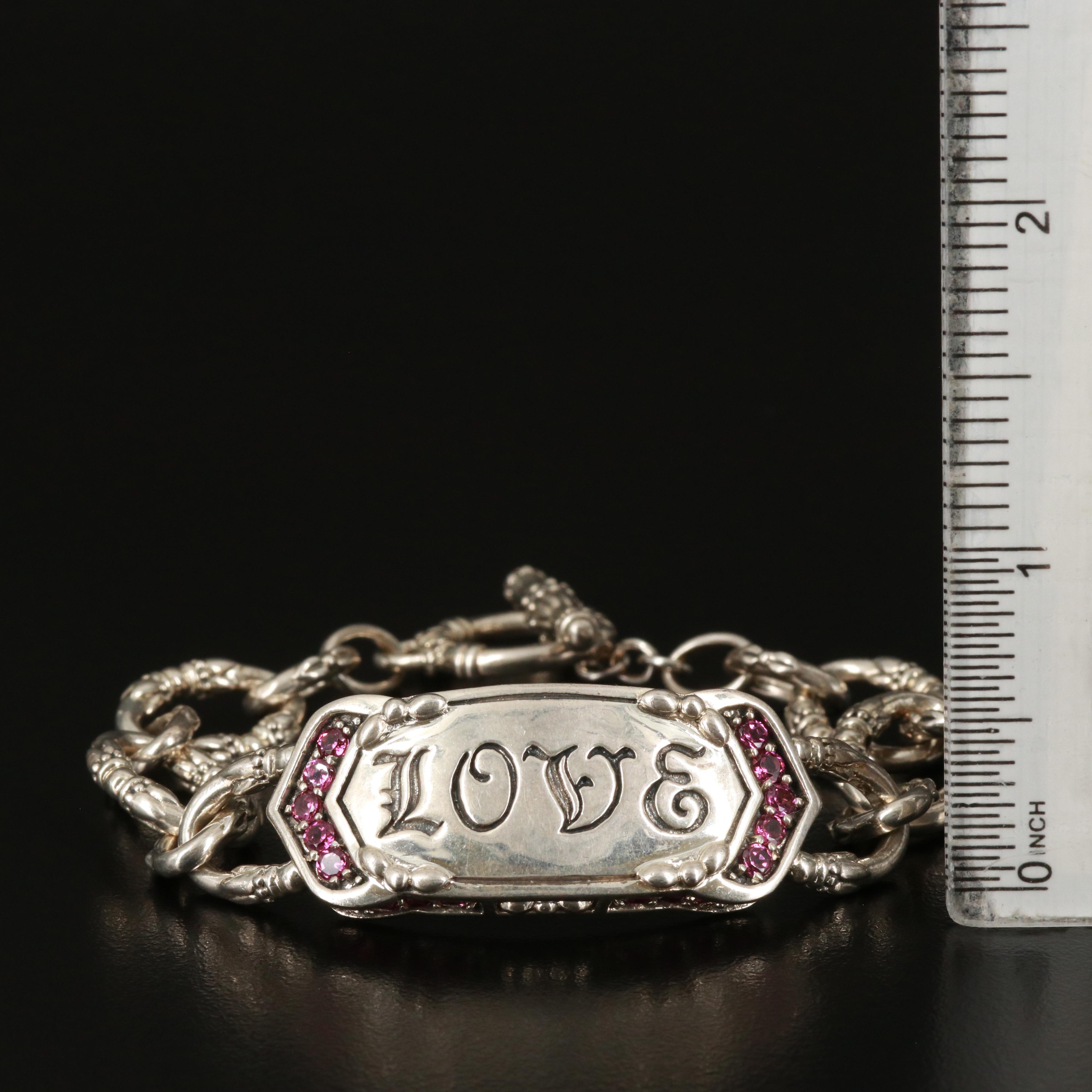 SeidenGang Sterling Rhodolite Garnet "Love" Bracelet