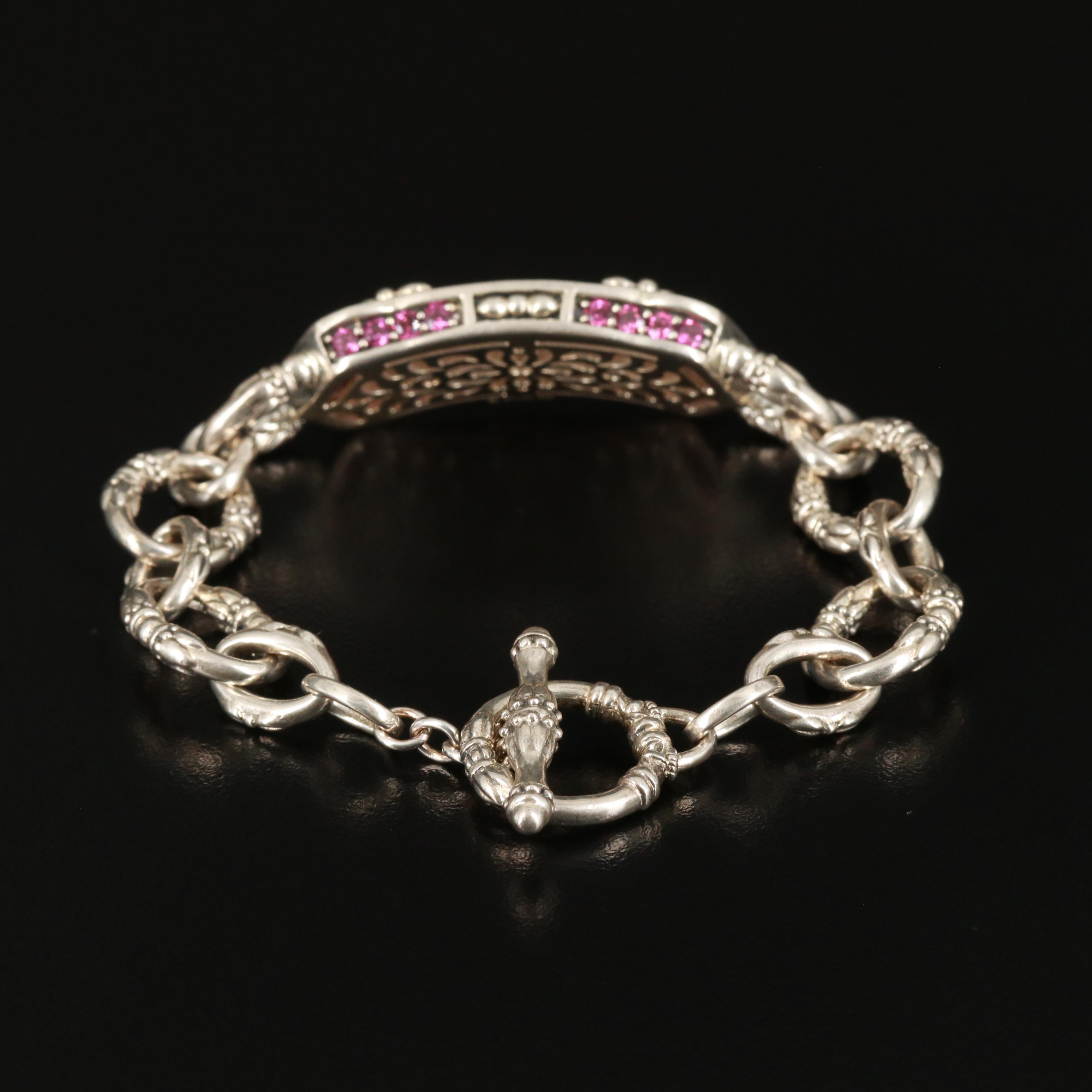 SeidenGang Sterling Rhodolite Garnet "Love" Bracelet
