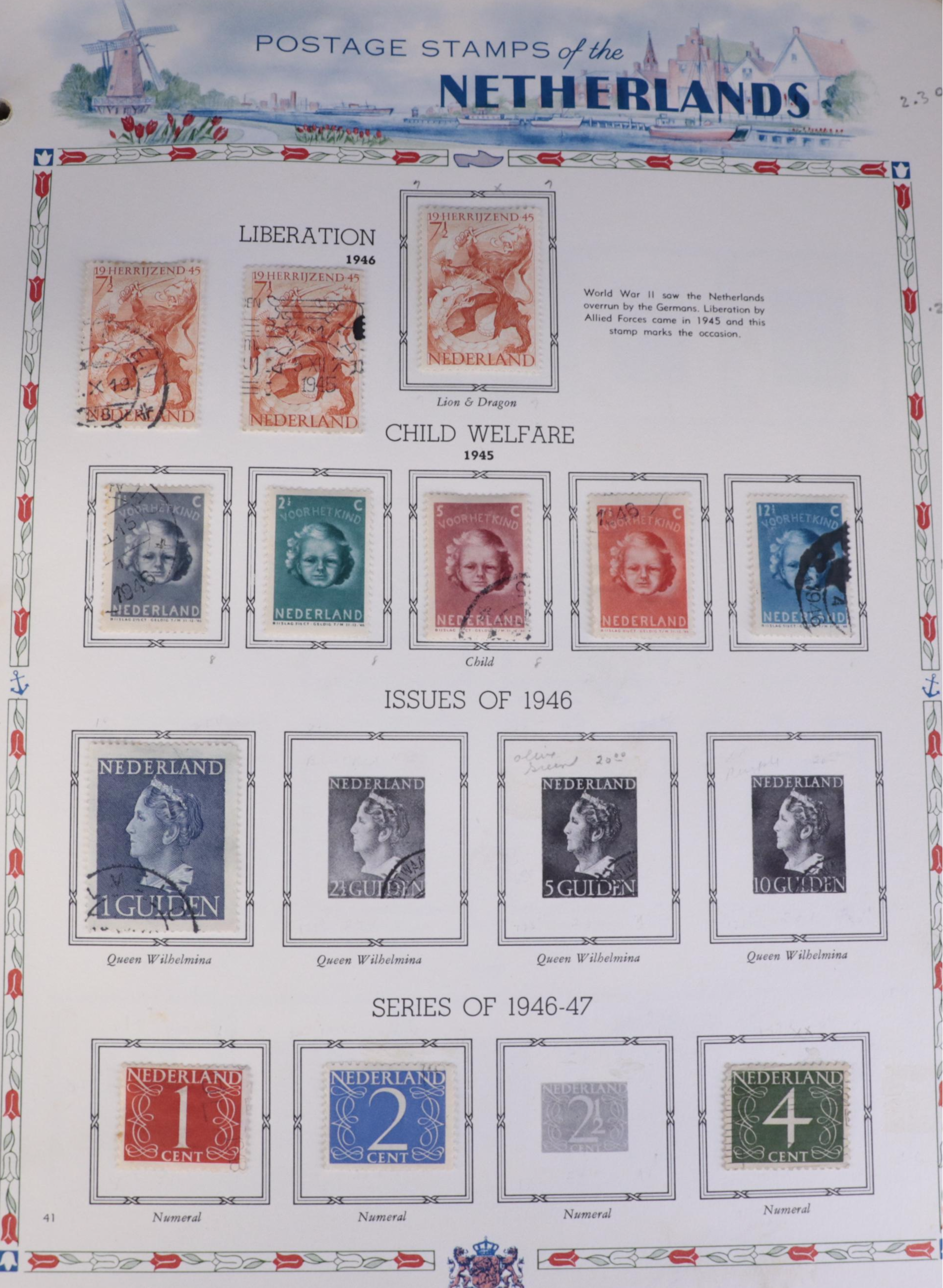 Antique to Vintage "Postage Stamps Of The Netherlands" Album