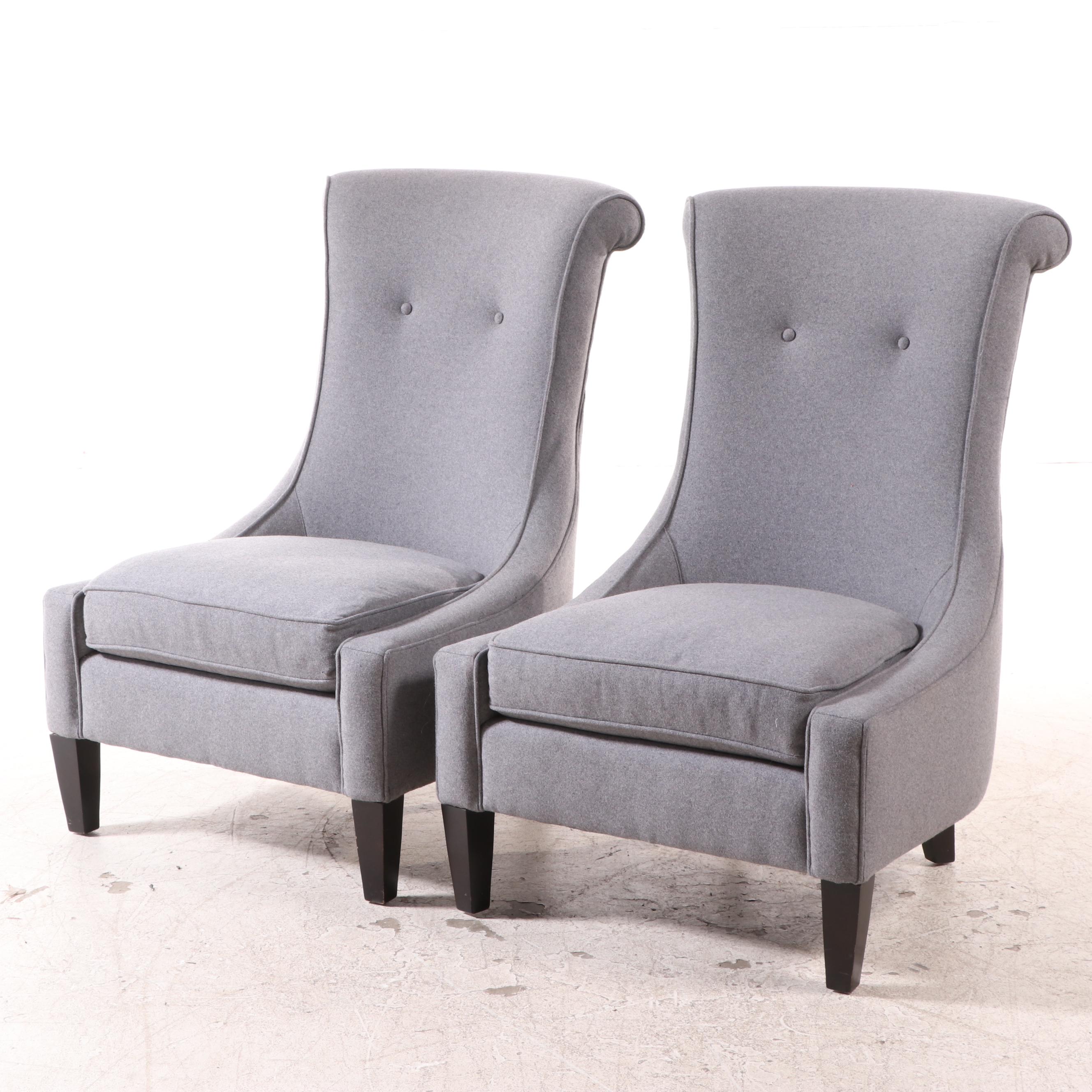 Pair of Bernhardt Interiors High-Back Slipper Chairs