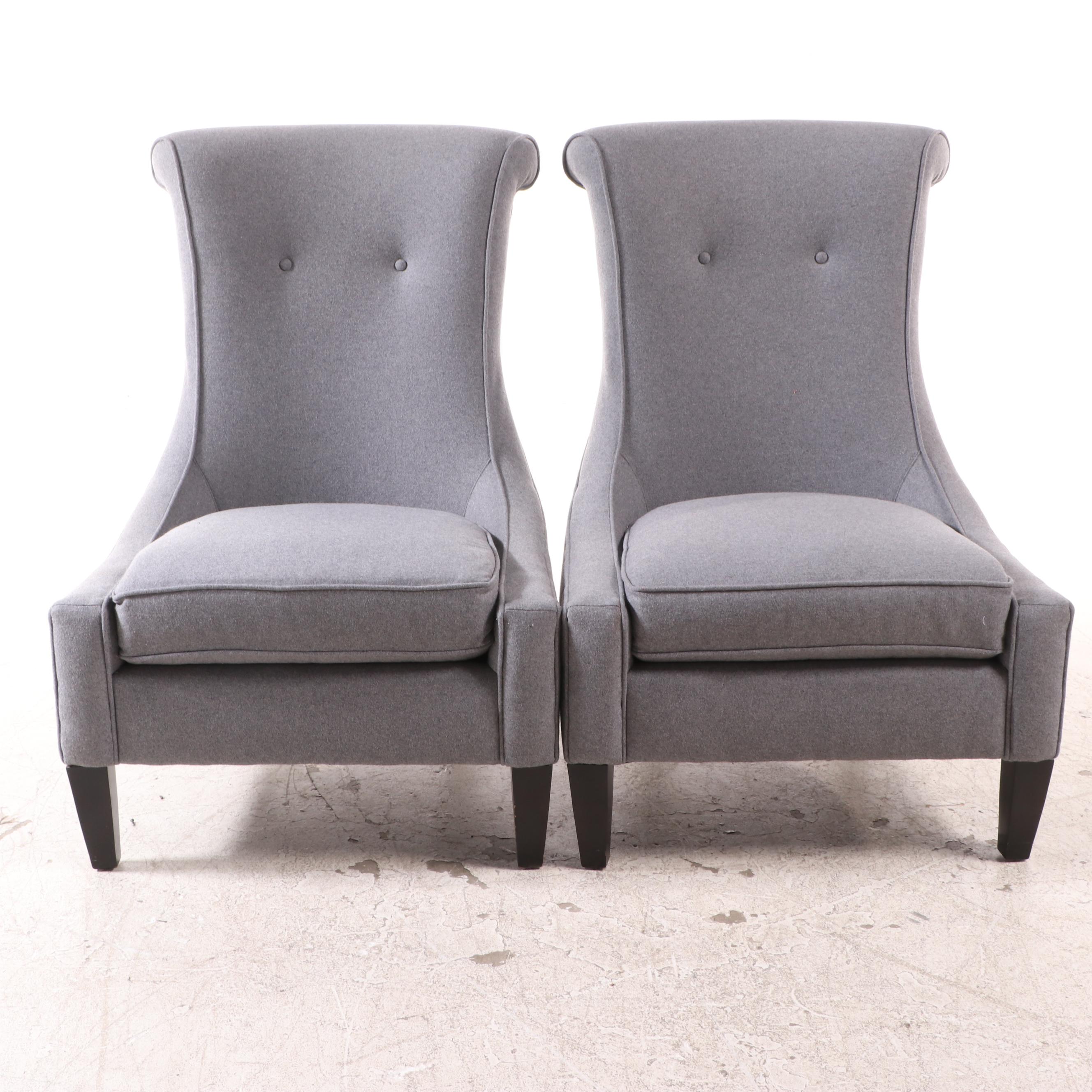 Pair of Bernhardt Interiors High-Back Slipper Chairs