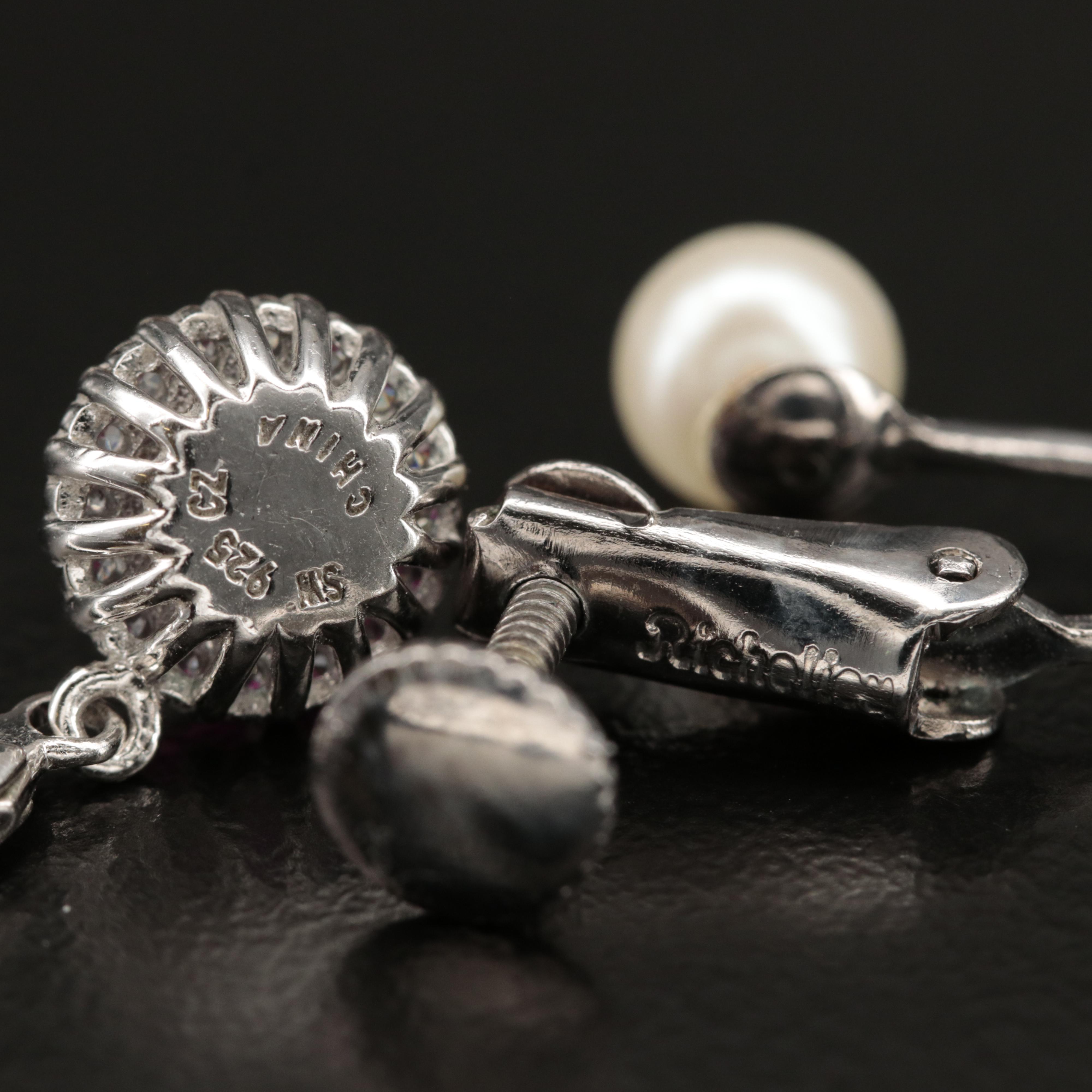 Sterling Earrings Including Pearl, Faux Pearl and Cubic Zirconia