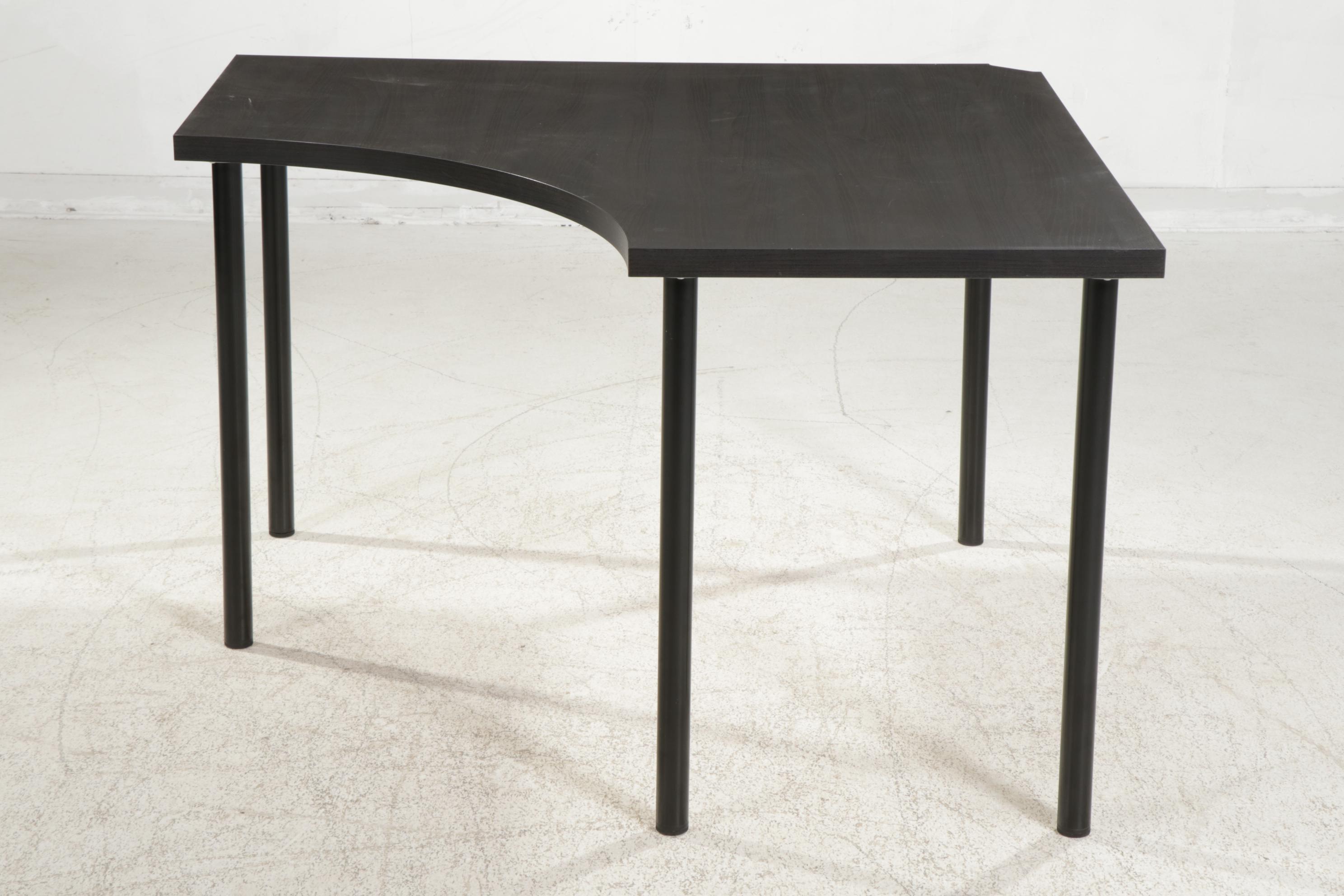 Contemporary IKEA Black Corner Desk with Faux Woodgrain Finish