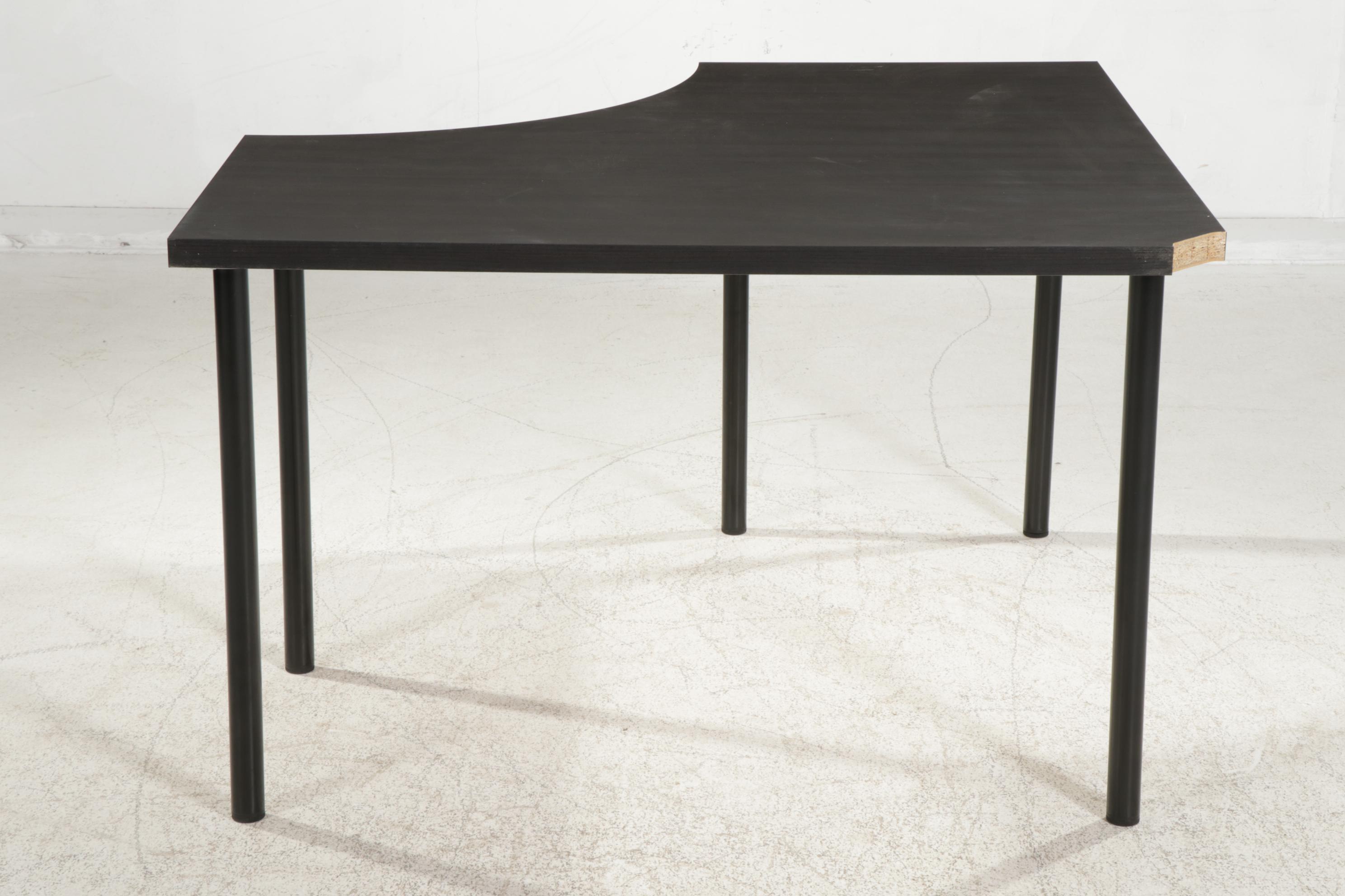 Contemporary IKEA Black Corner Desk with Faux Woodgrain Finish