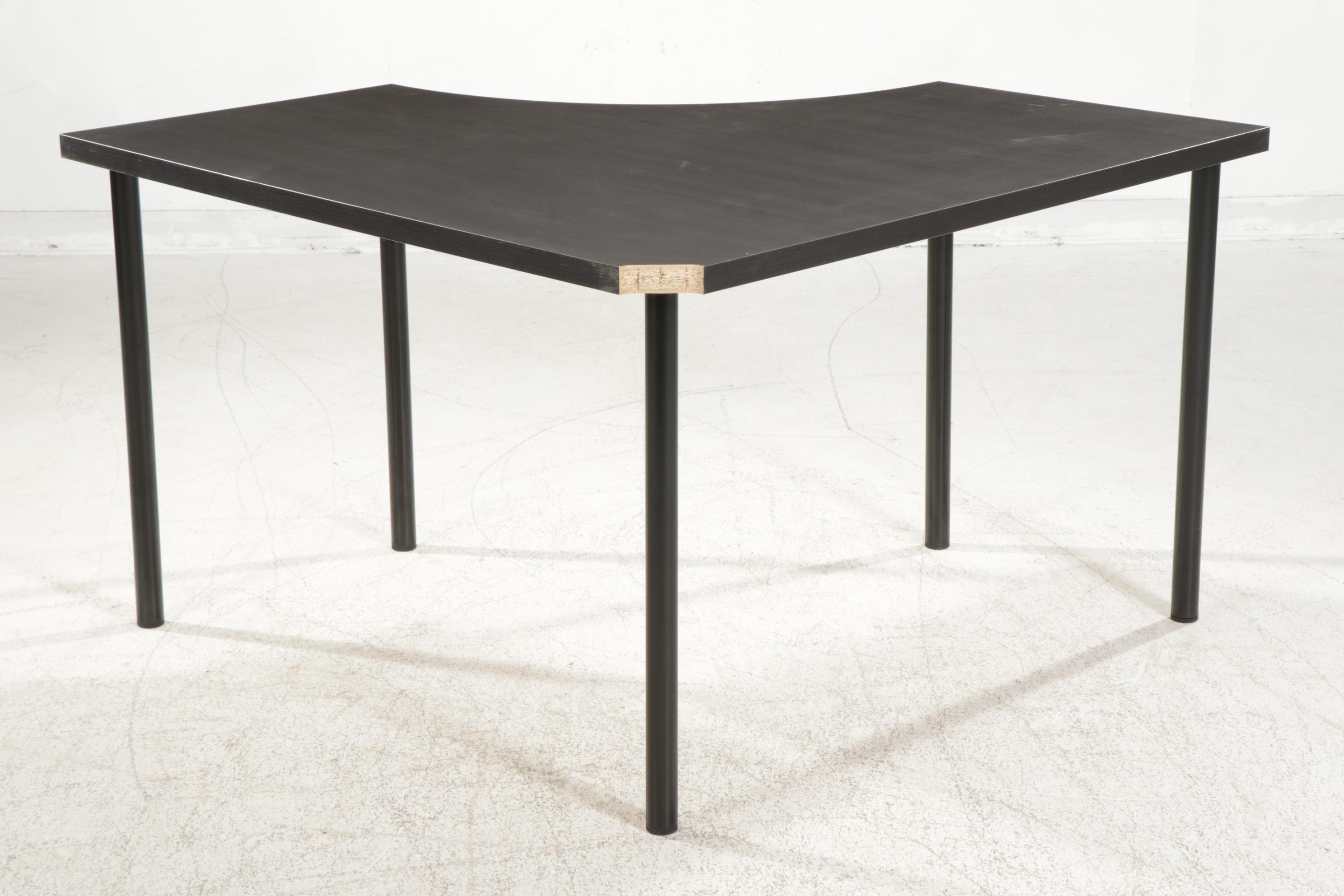 Contemporary IKEA Black Corner Desk with Faux Woodgrain Finish