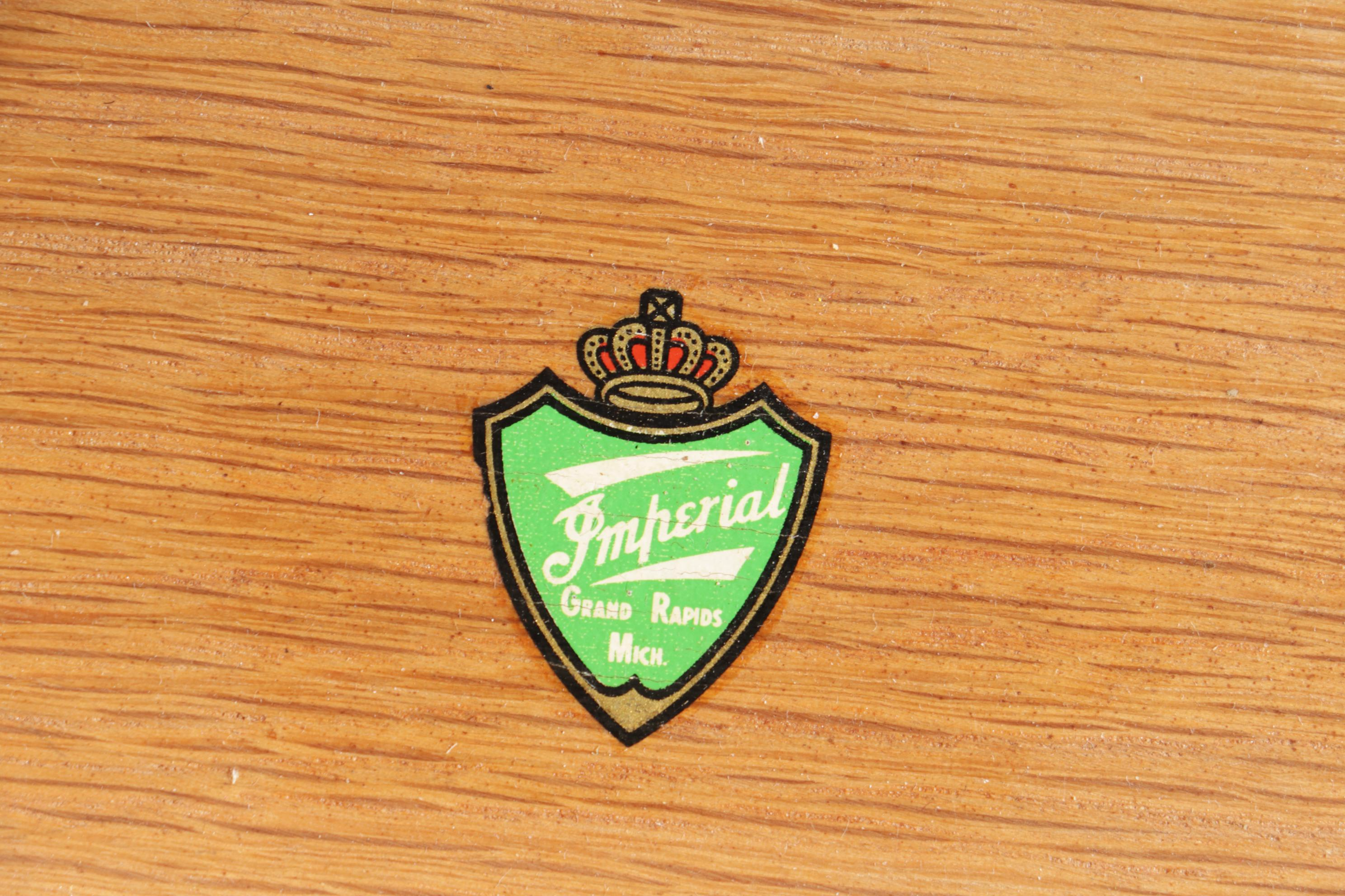Imperial Mahogany Drum Table with Leather Top, Early to Mid 20th Century