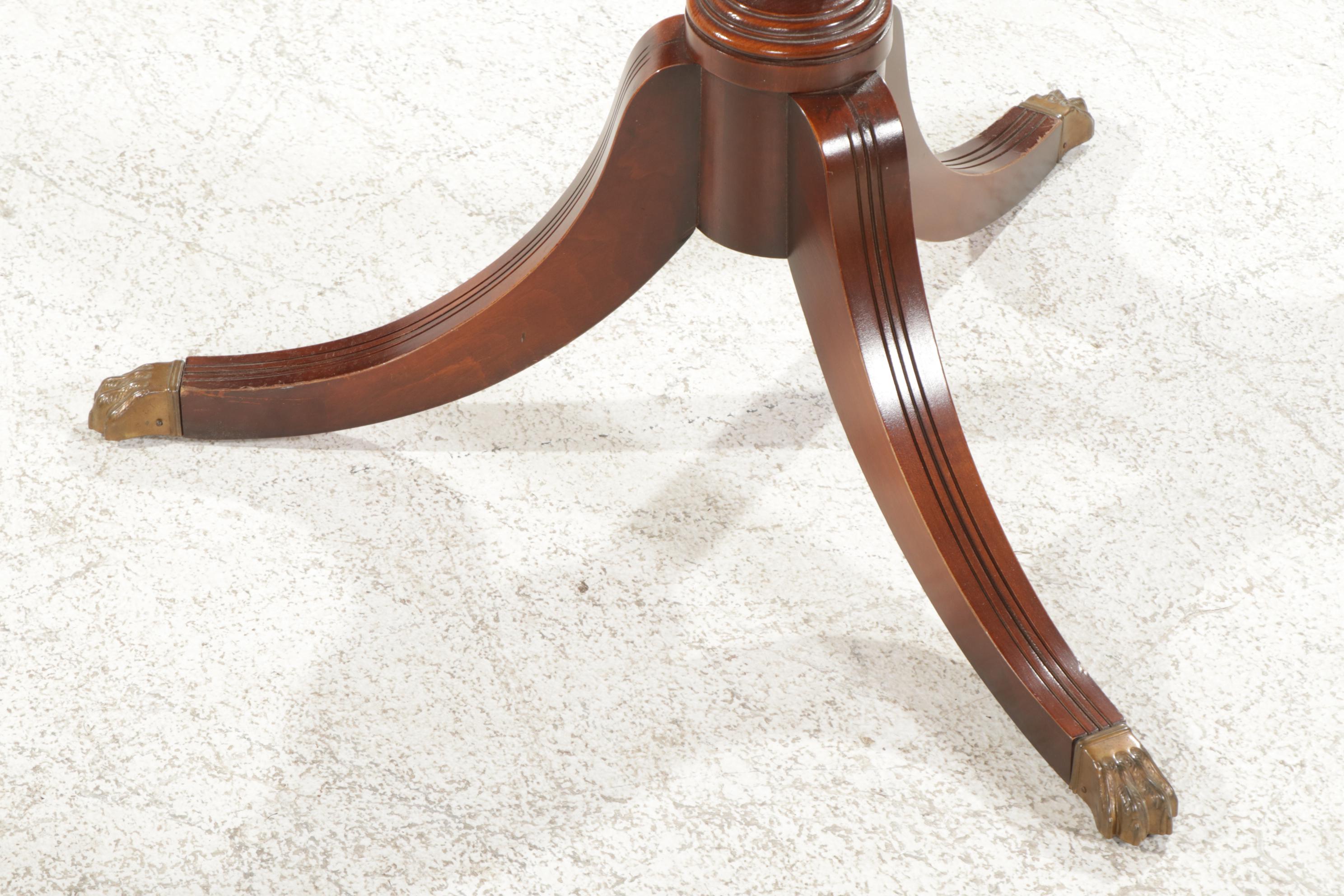 Imperial Mahogany Drum Table with Leather Top, Early to Mid 20th Century