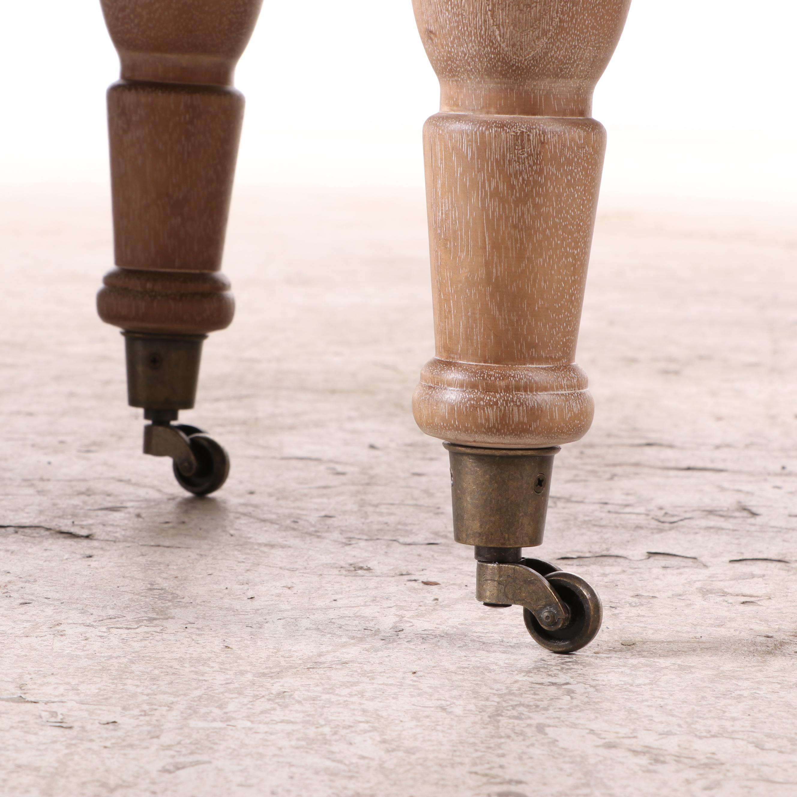 Pair of Tommy Hilfiger Button-Tufted Linen and Hardwood Swivel Tub Chairs