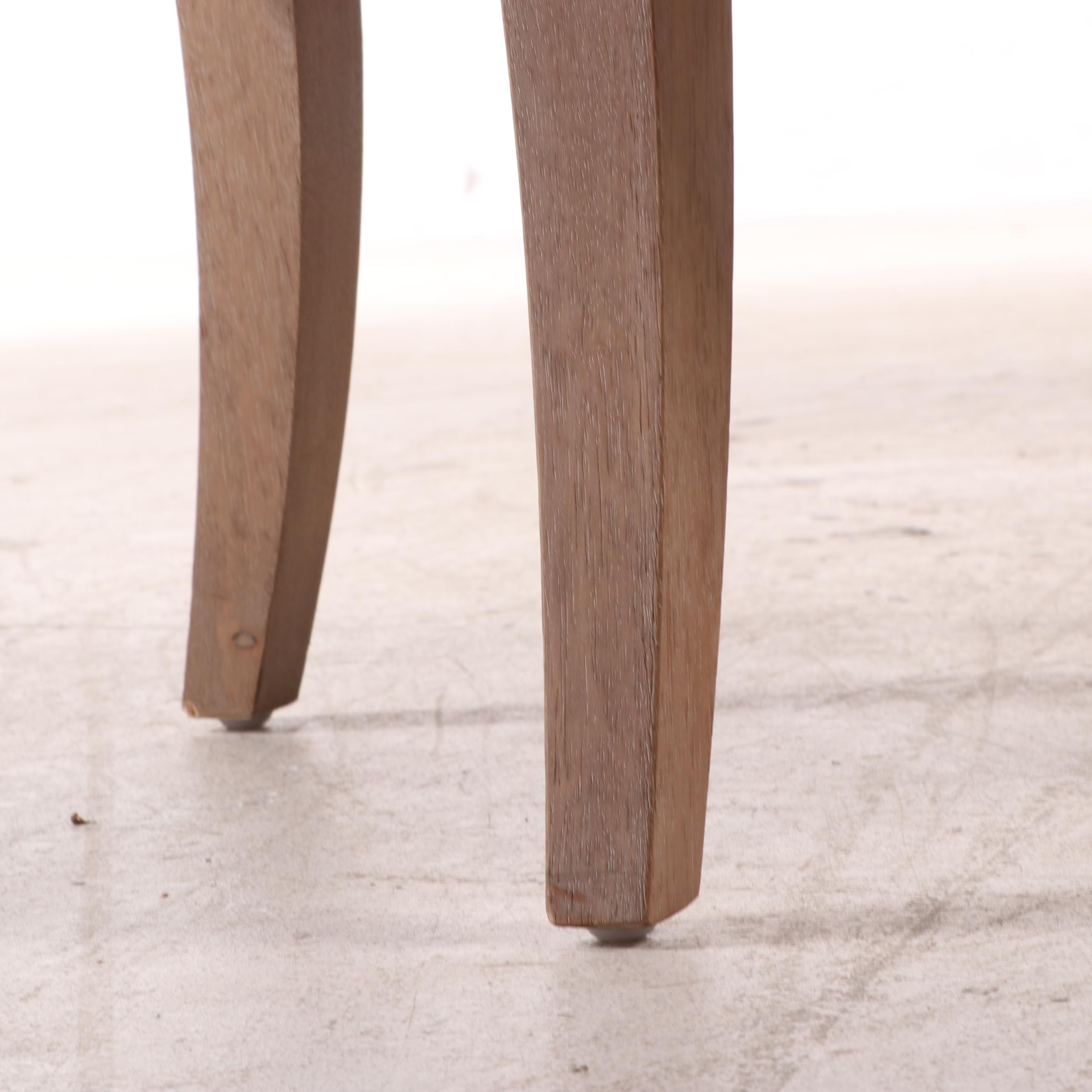 Pair of Tommy Hilfiger Button-Tufted Linen and Hardwood Swivel Tub Chairs