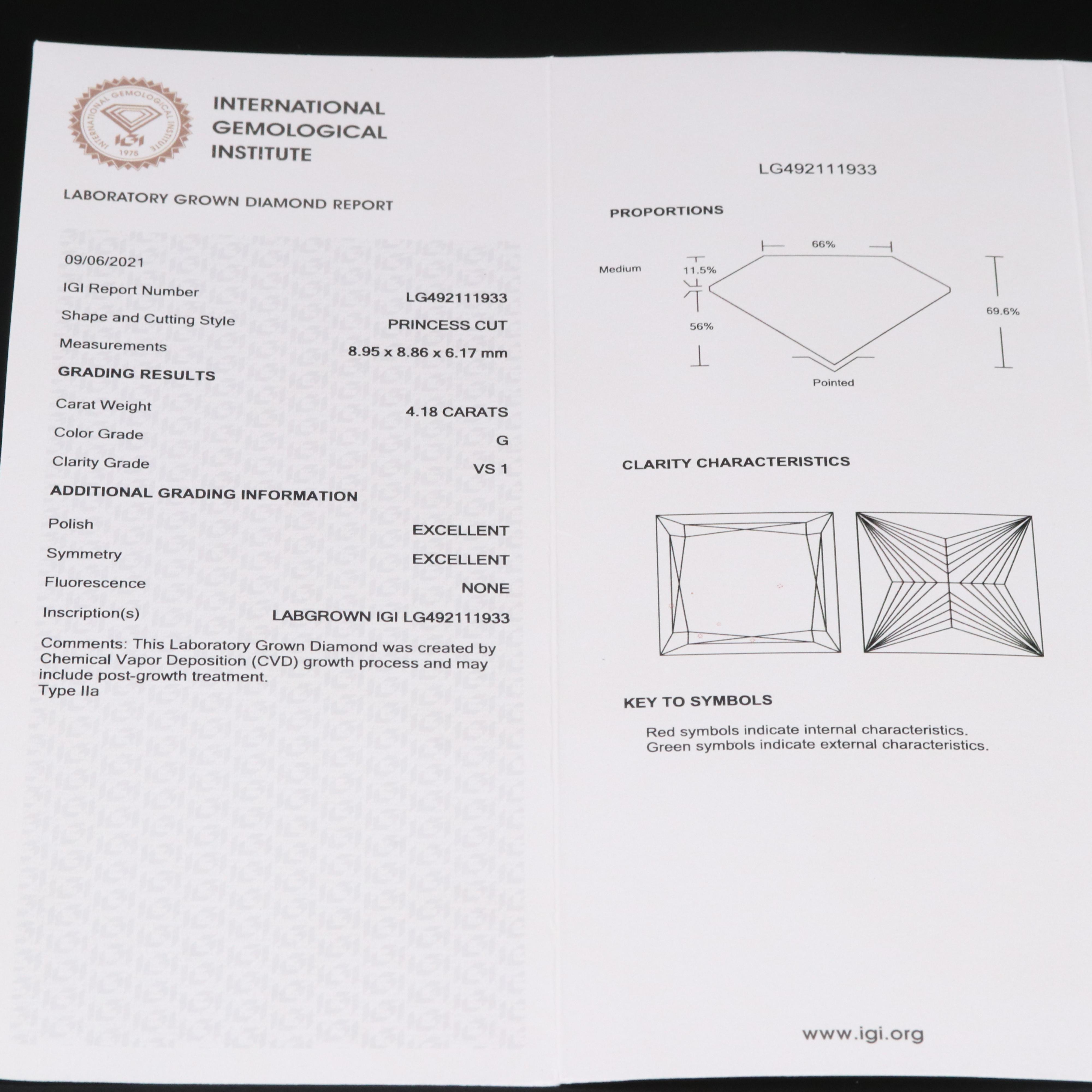 14K 4.18 CT Diamond Solitaire Ring with IGI Report
